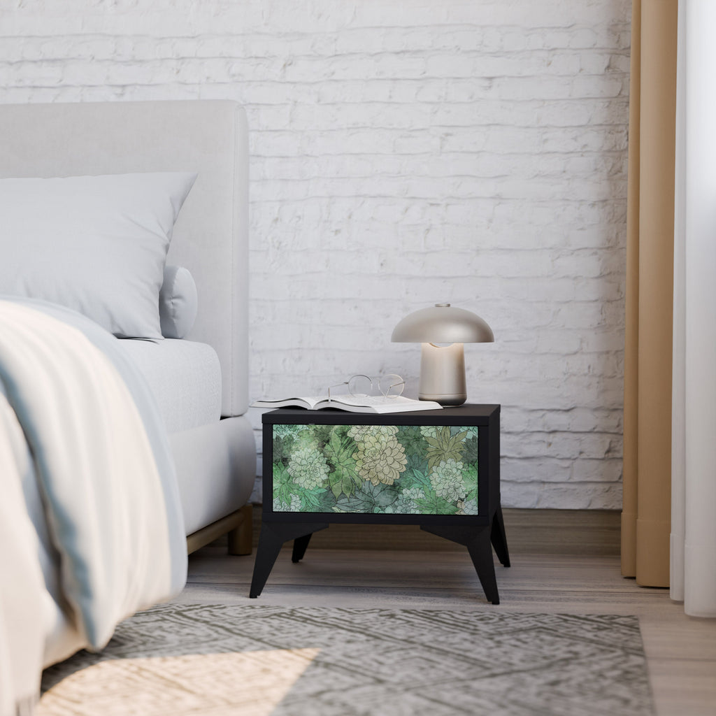 SUCCULENT CLUSTER Nachttisch in schwarzem Finish