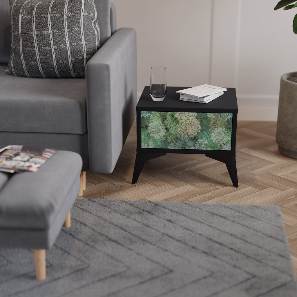 SUCCULENT CLUSTER Nachttisch in schwarzem Finish