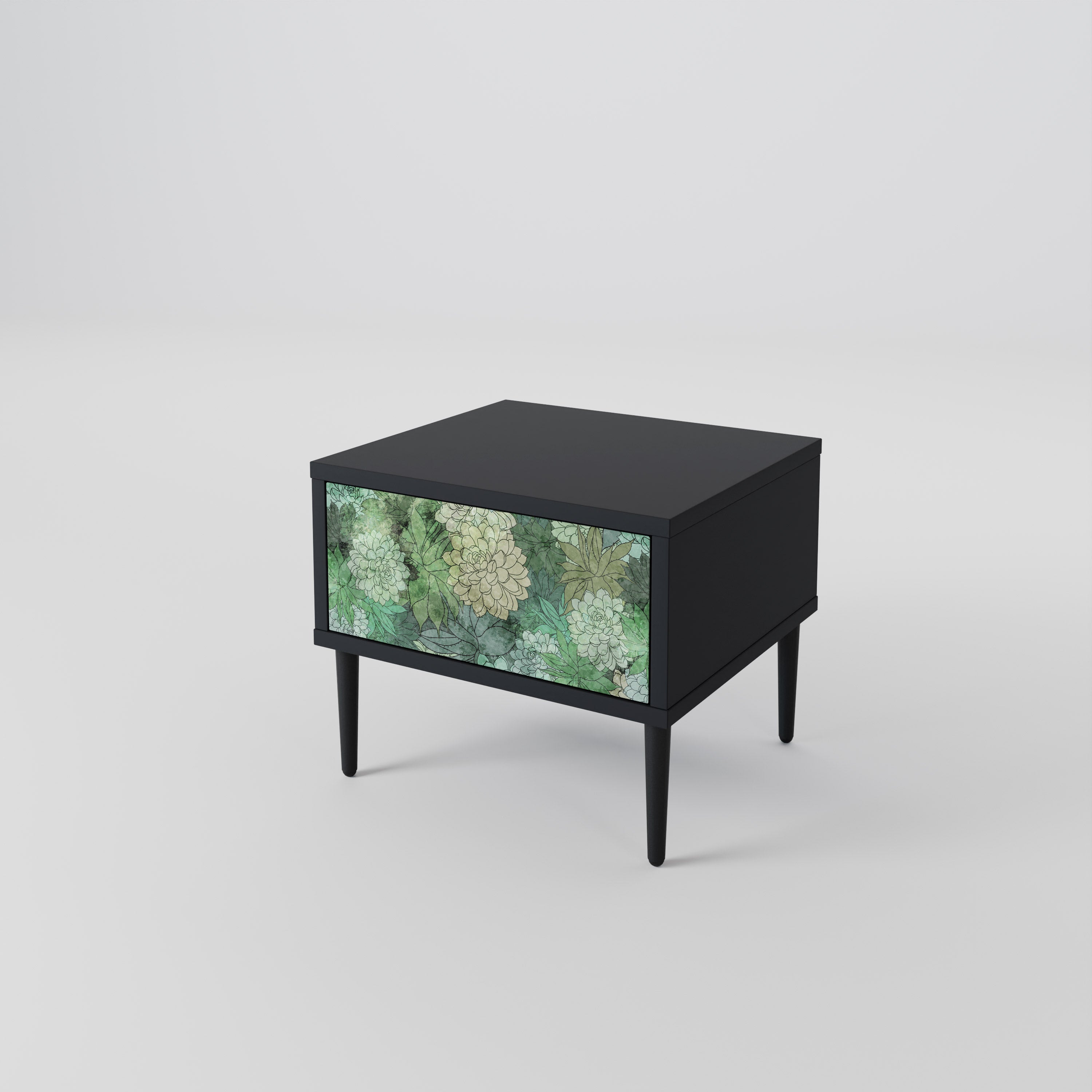SUCCULENT CLUSTER Nachttisch in schwarzem Finish