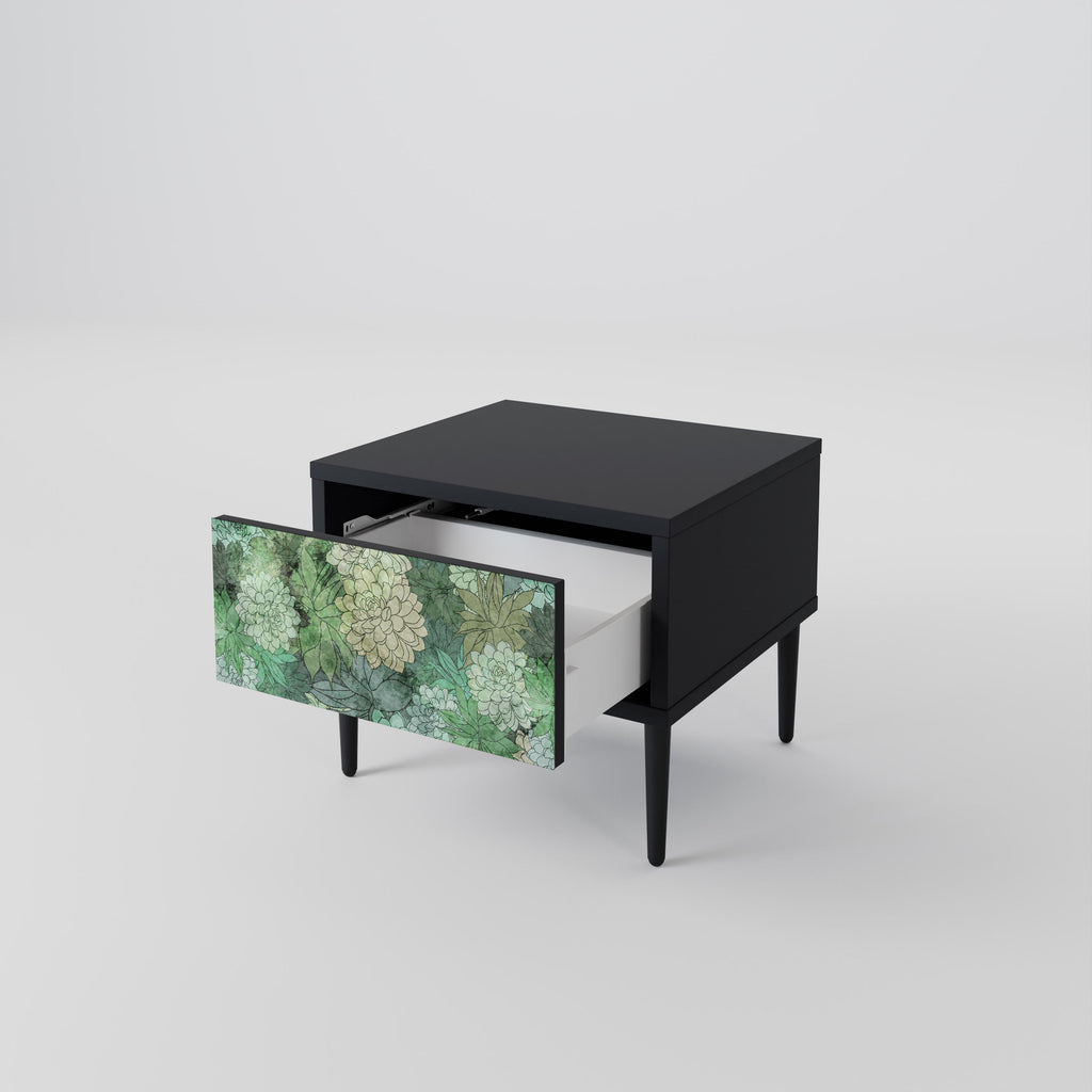 SUCCULENT CLUSTER Nachttisch in schwarzem Finish