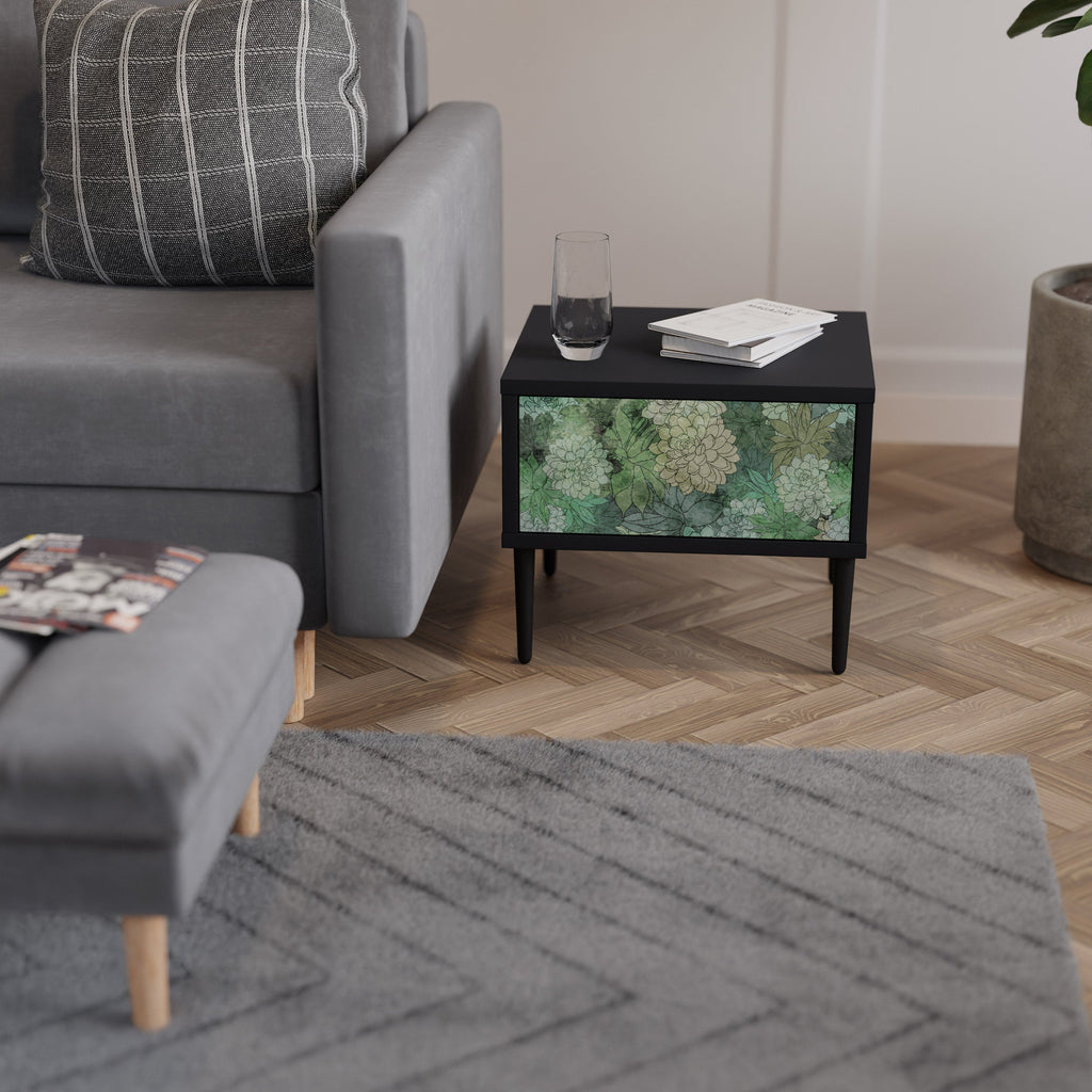 SUCCULENT CLUSTER Nachttisch in schwarzem Finish