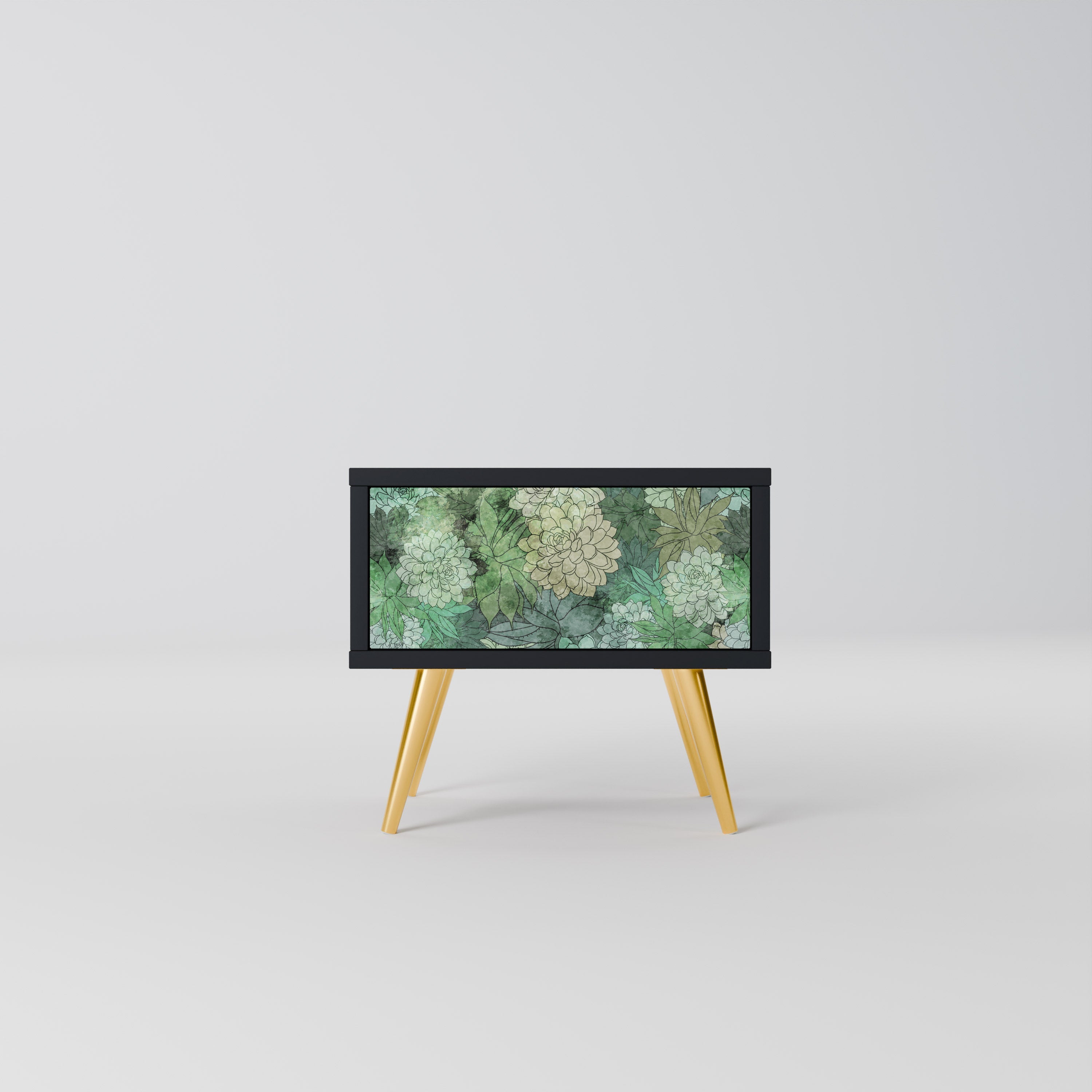 SUCCULENT CLUSTER Nachttisch in schwarzem Finish