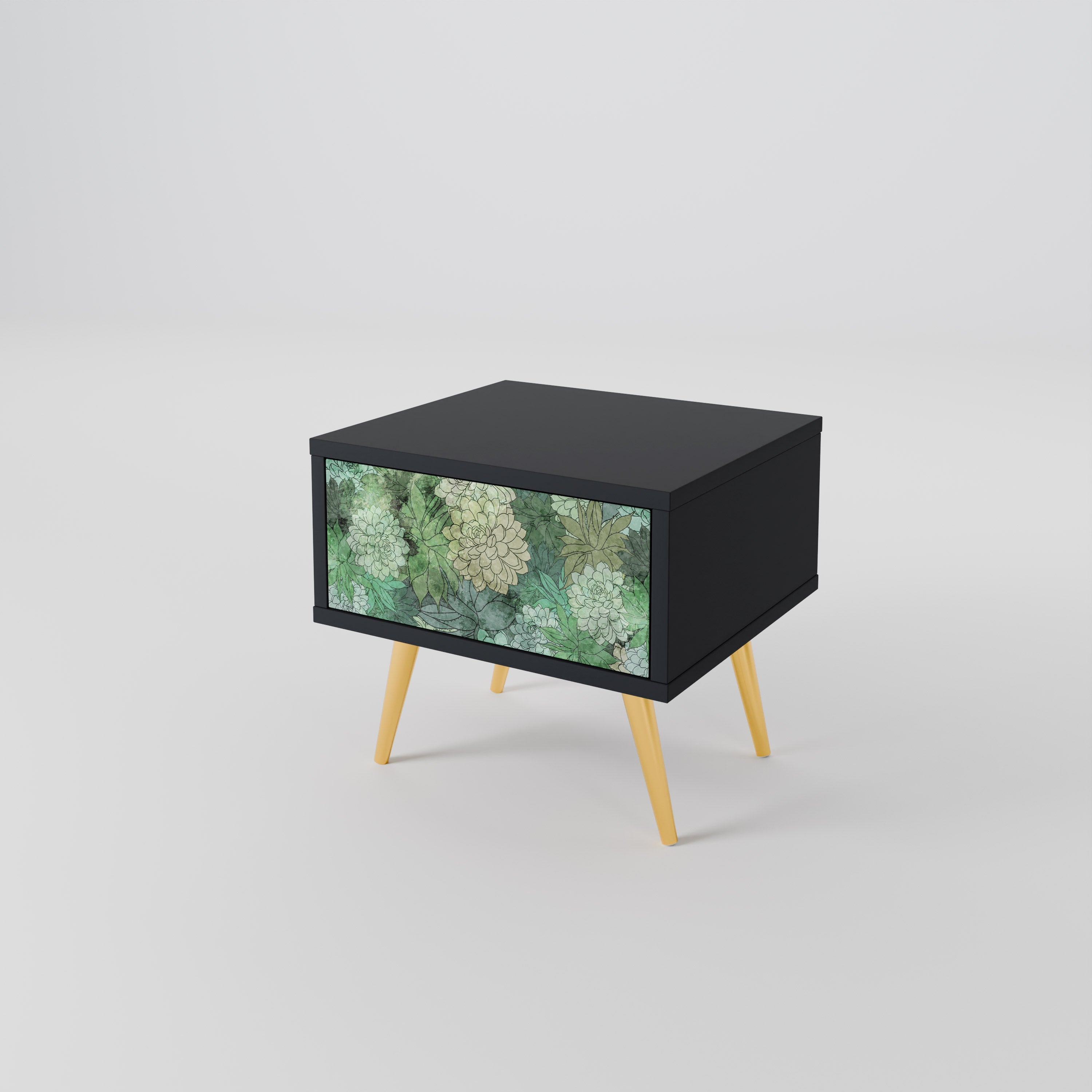 SUCCULENT CLUSTER Nachttisch in schwarzem Finish