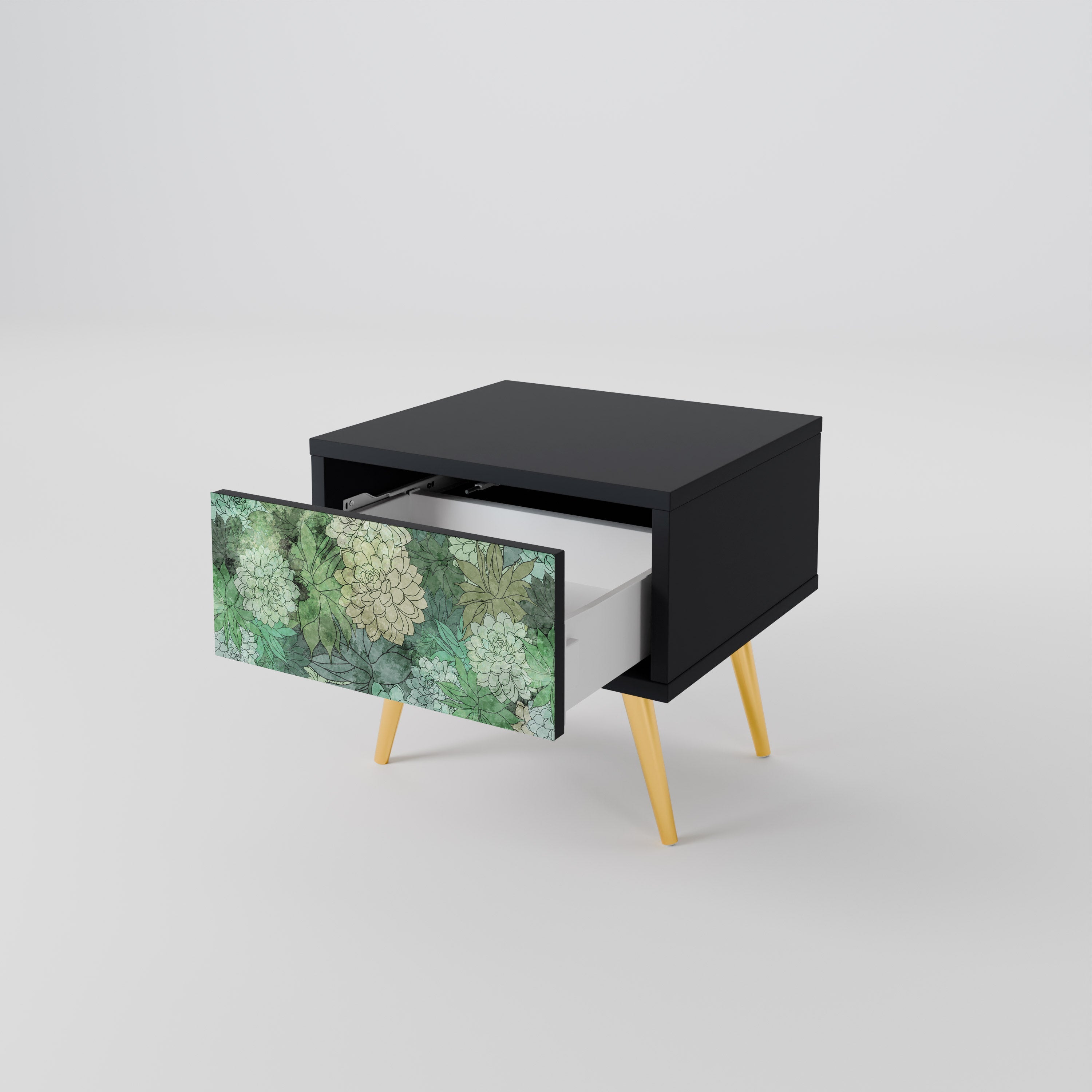 SUCCULENT CLUSTER Nachttisch in schwarzem Finish