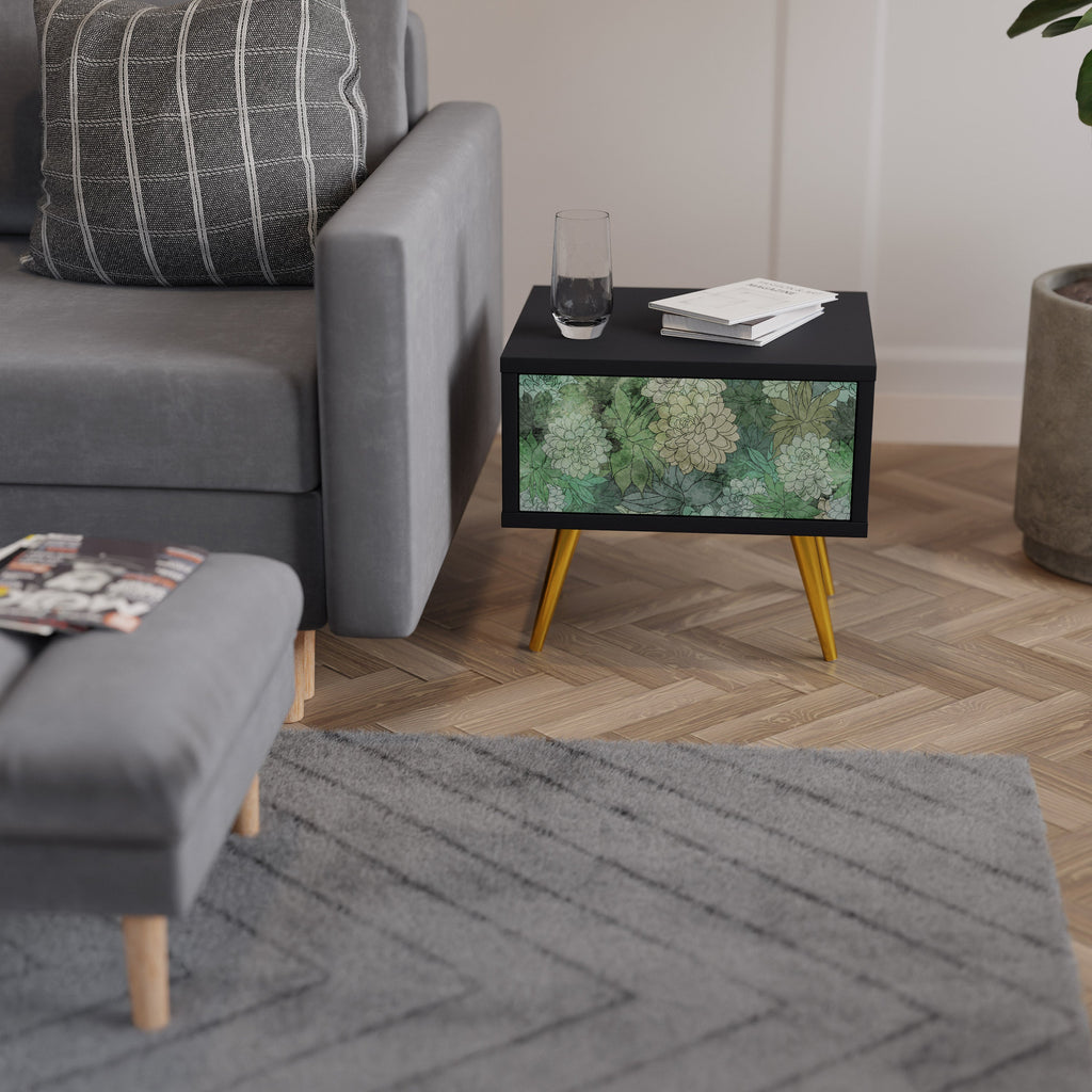 SUCCULENT CLUSTER Nachttisch in schwarzem Finish