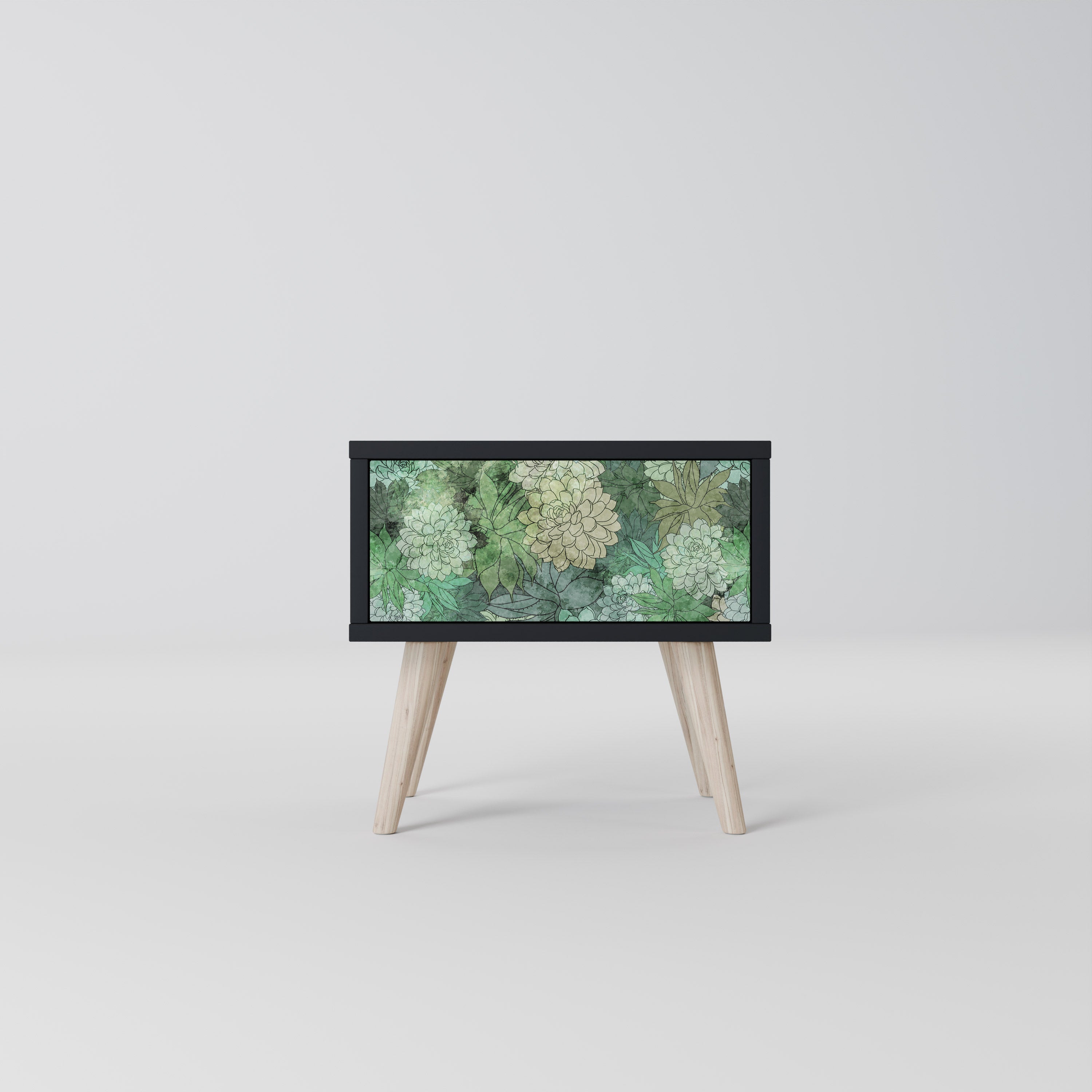 SUCCULENT CLUSTER Nachttisch in schwarzem Finish