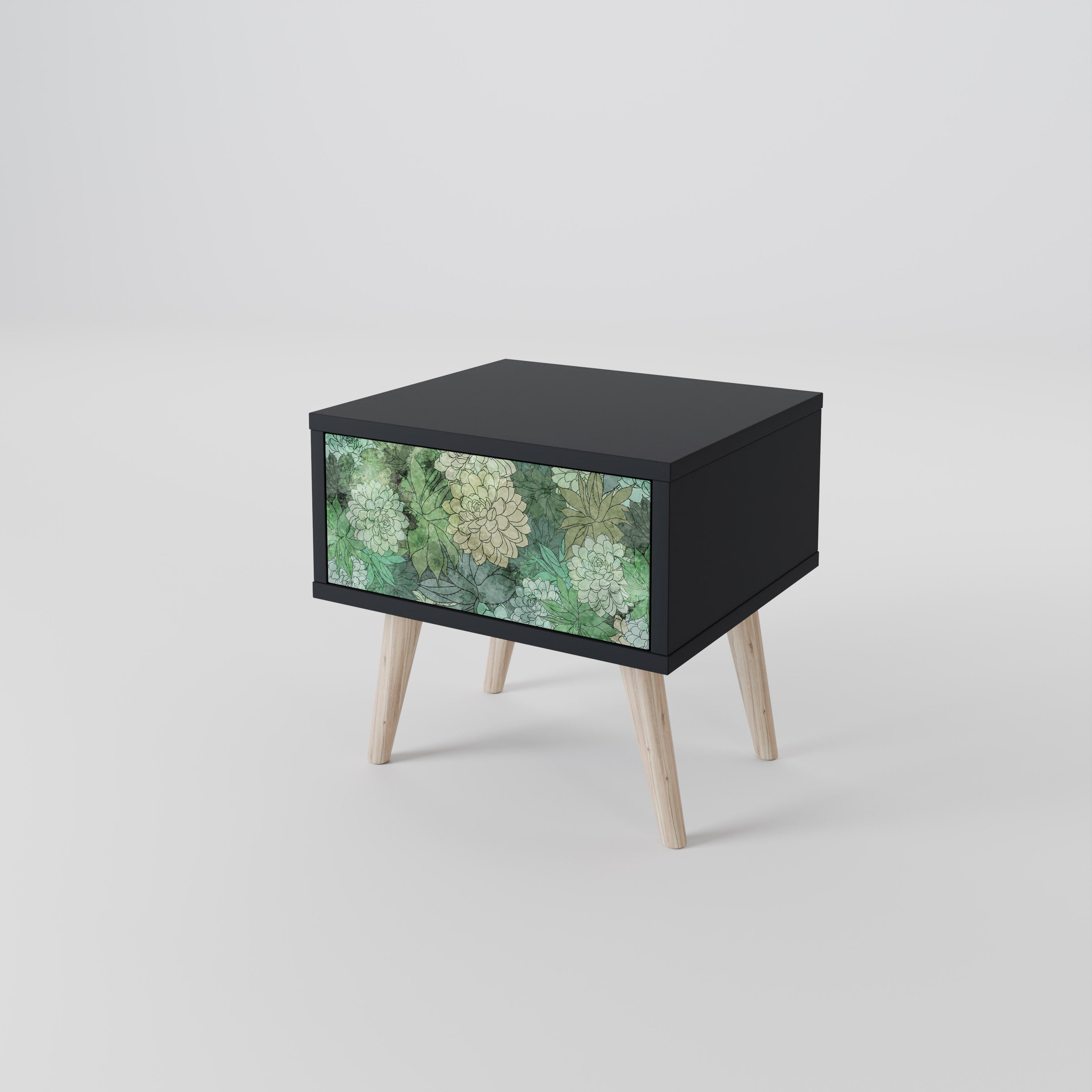 SUCCULENT CLUSTER Nachttisch in schwarzem Finish