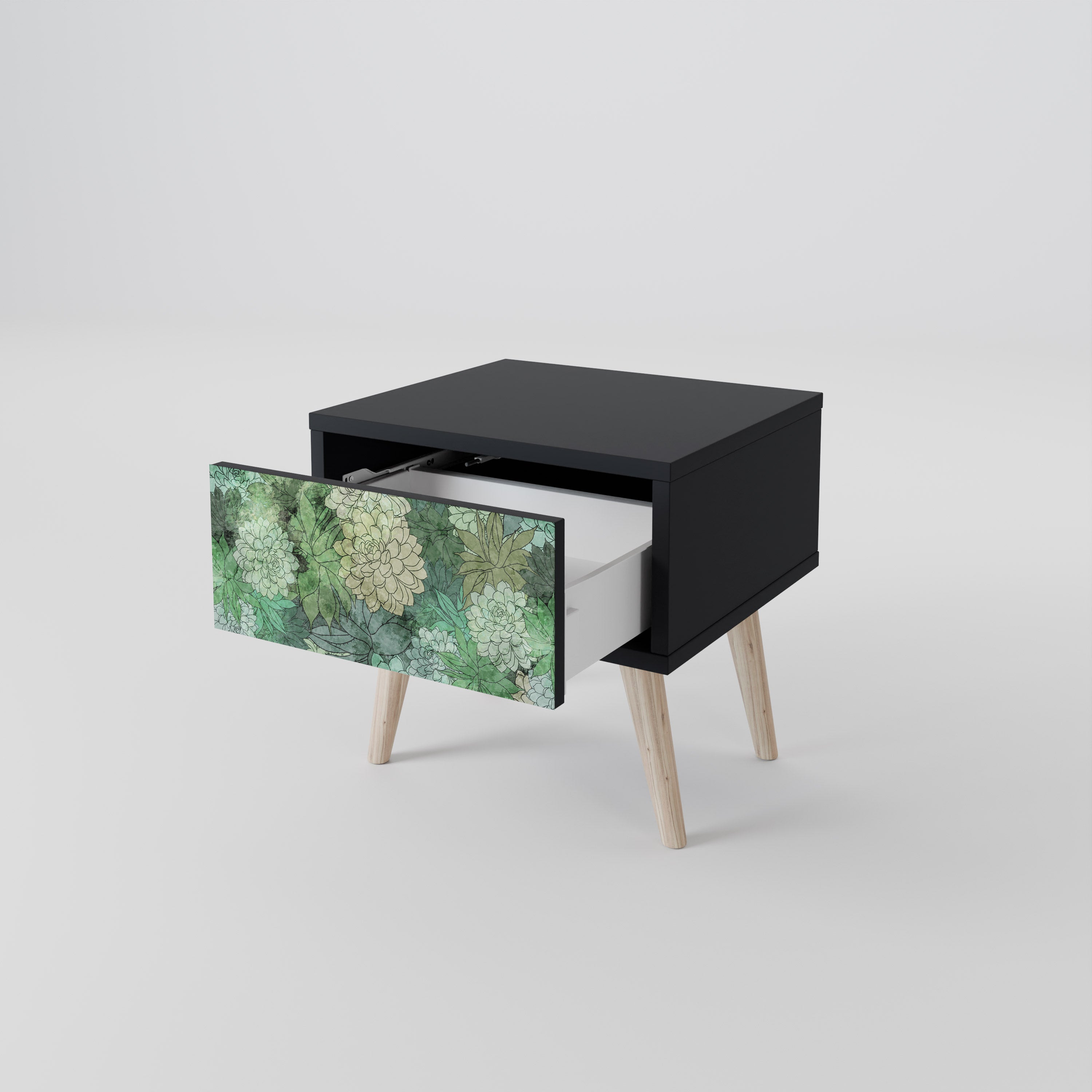 SUCCULENT CLUSTER Nachttisch in schwarzem Finish