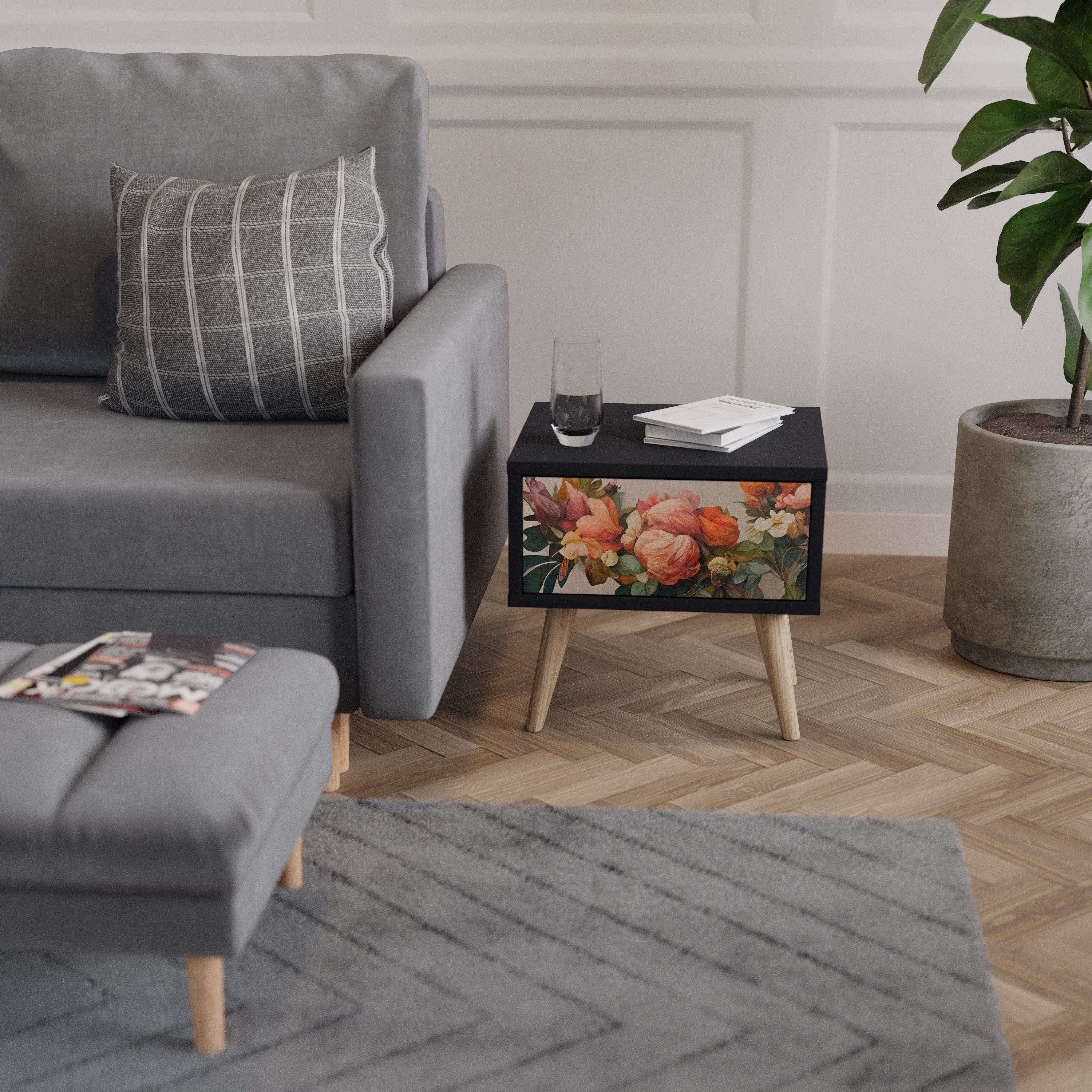 STYLISH BEAUTY Nachttisch in Schwarz