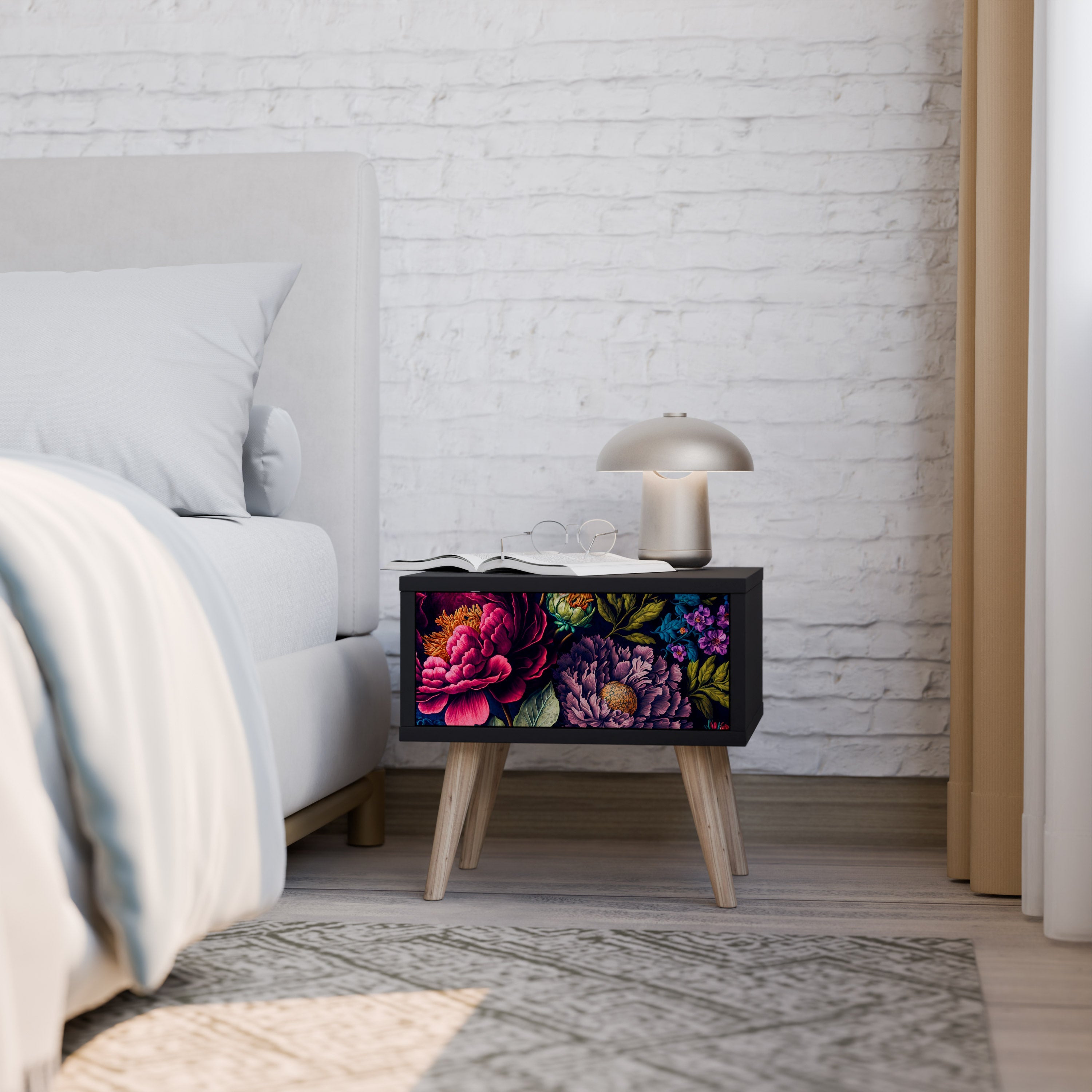 BLOOMING ELEGANCE Nachttisch in Schwarz