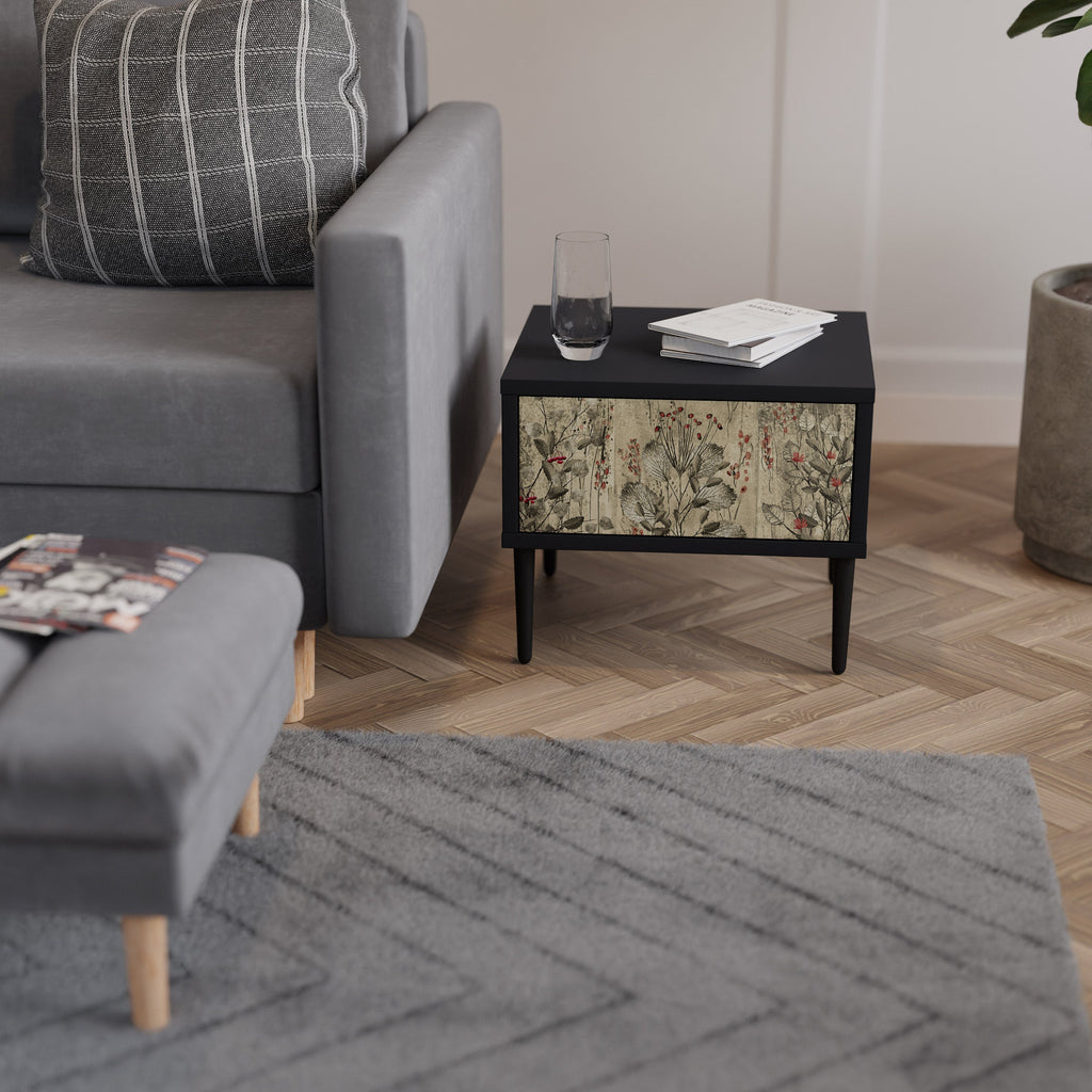 HERBAL GRACE Nachttisch in Schwarz