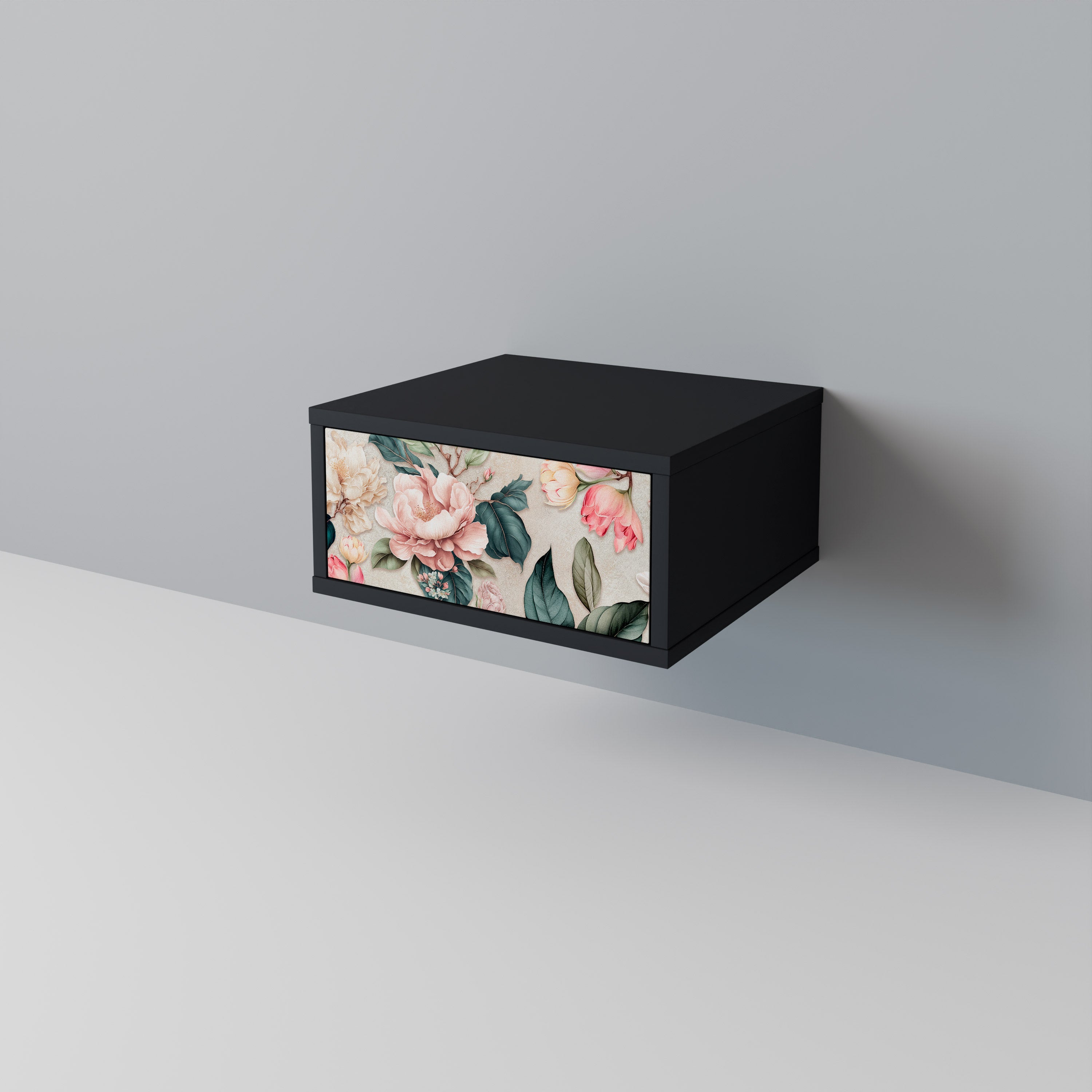 FLORAL GRACE Nachttisch in Schwarz