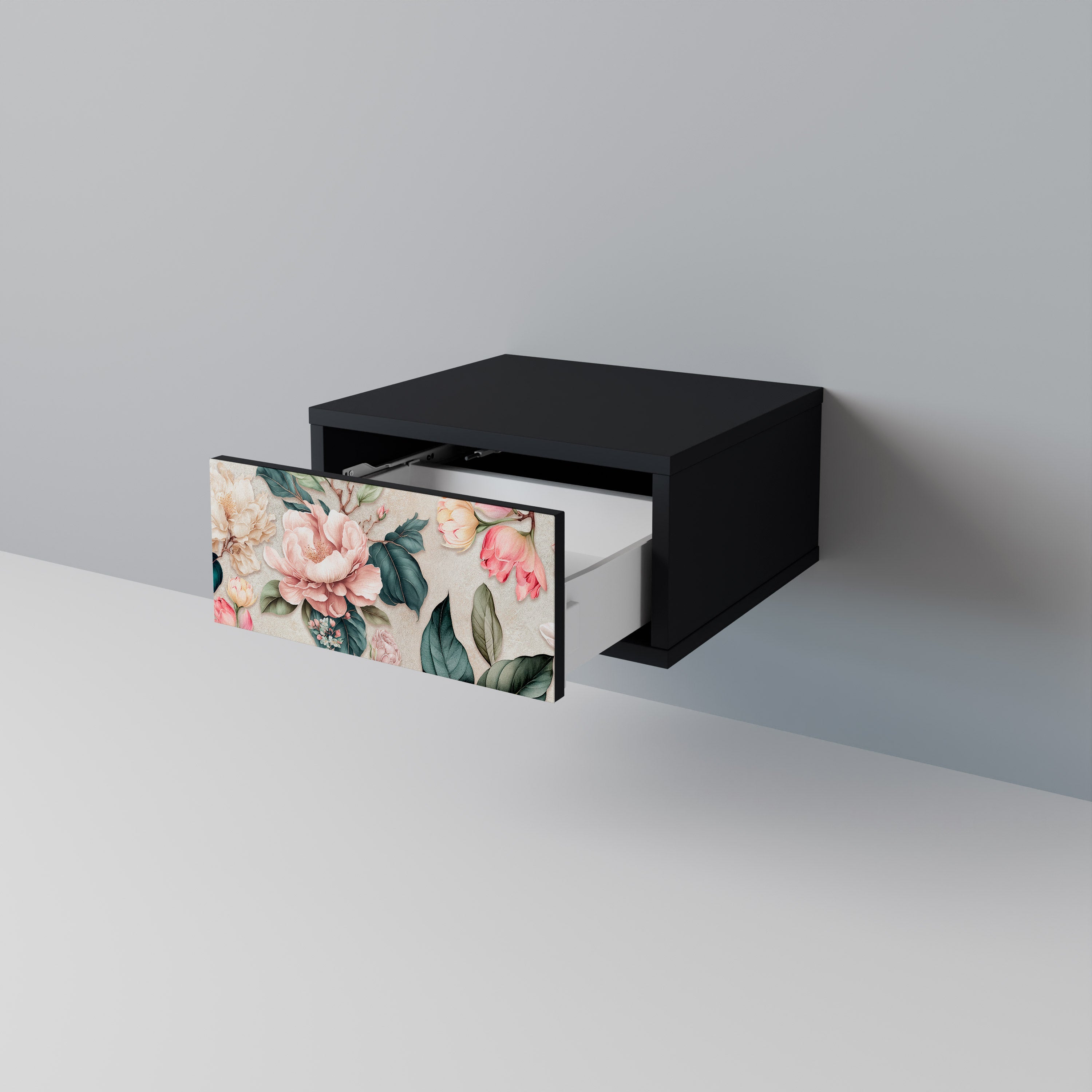 FLORAL GRACE Nachttisch in Schwarz
