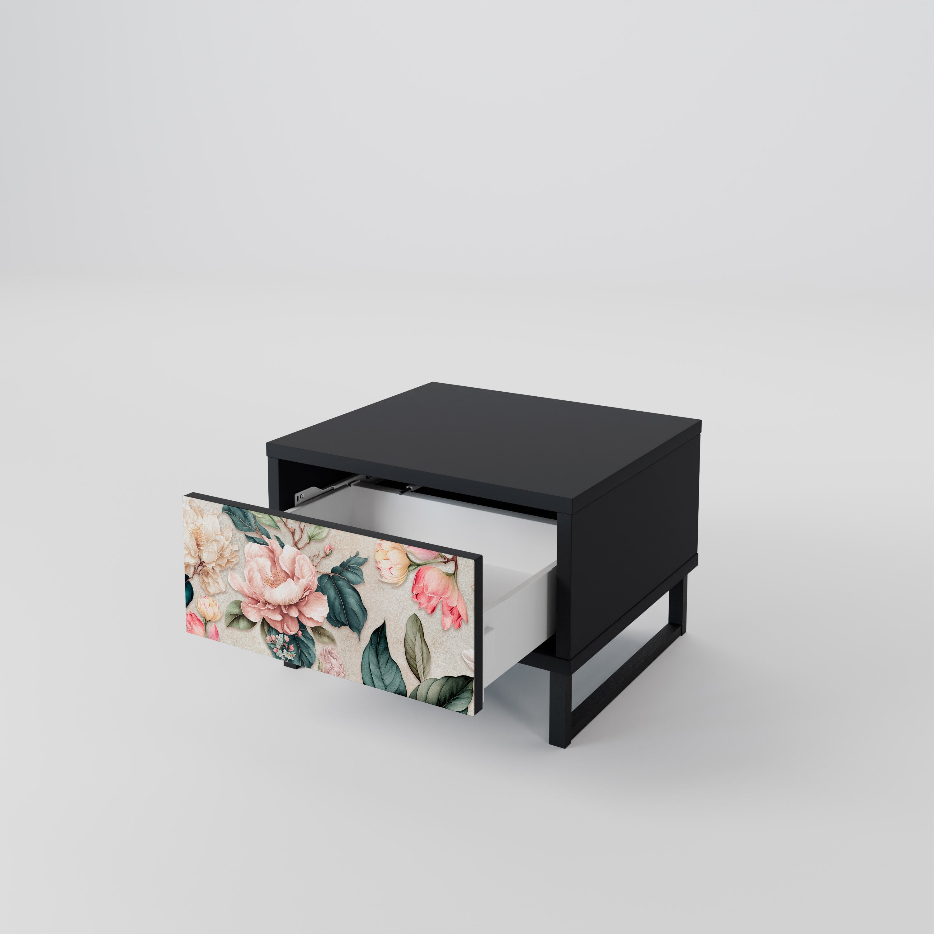 FLORAL GRACE Nachttisch in Schwarz