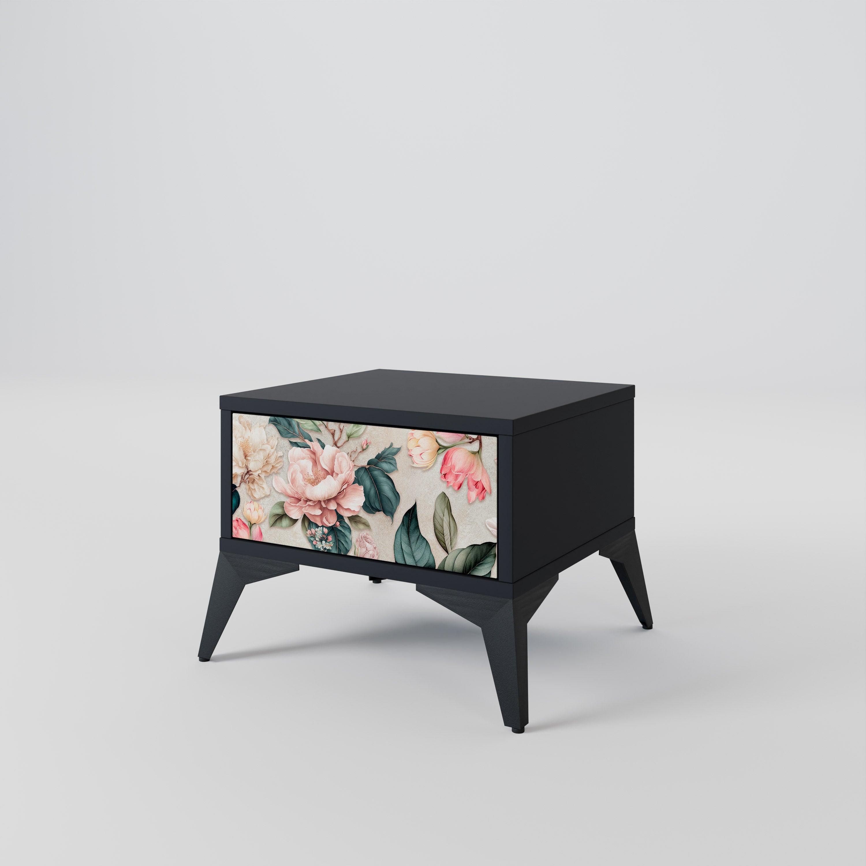 FLORAL GRACE Nachttisch in Schwarz