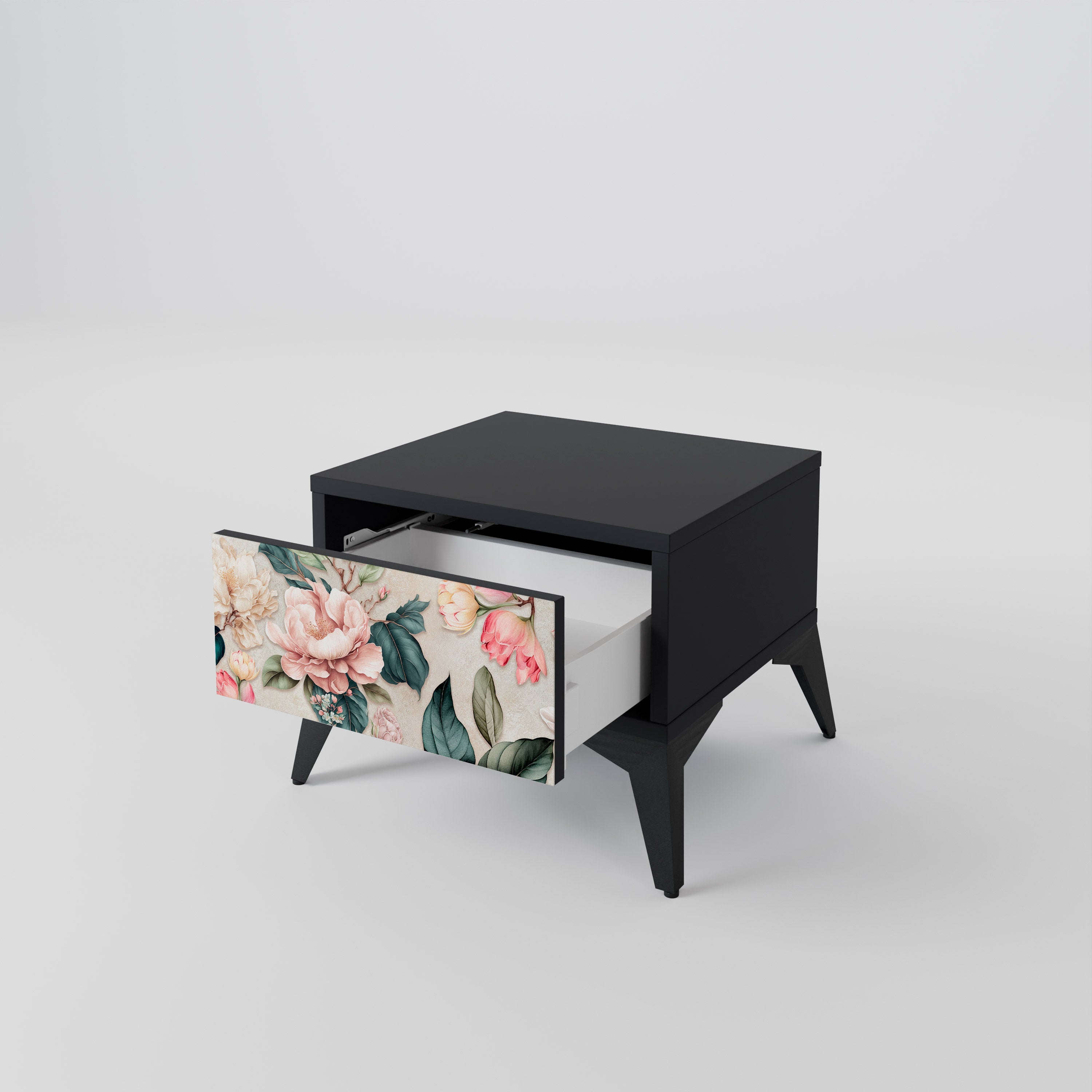 FLORAL GRACE Nachttisch in Schwarz