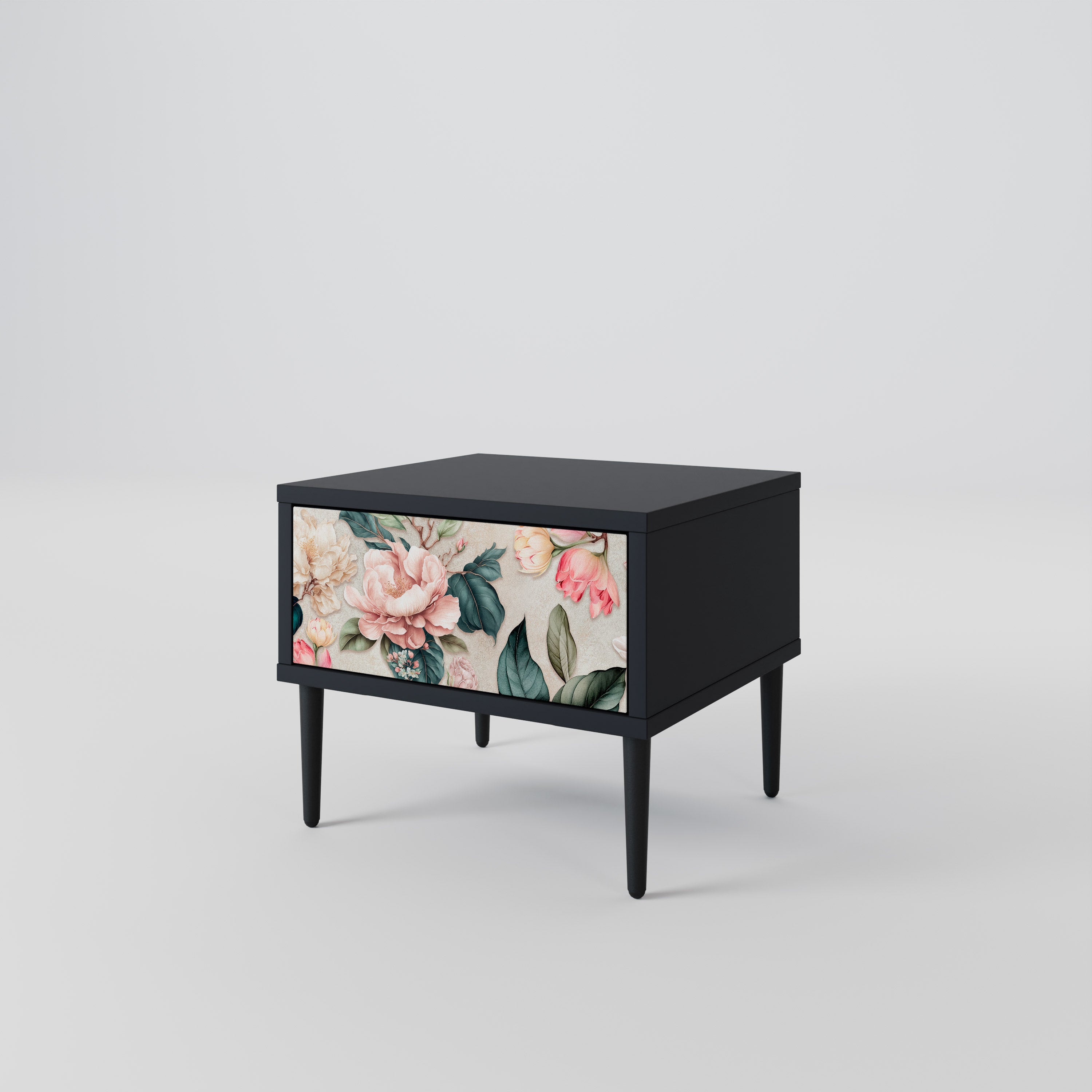 FLORAL GRACE Nachttisch in Schwarz