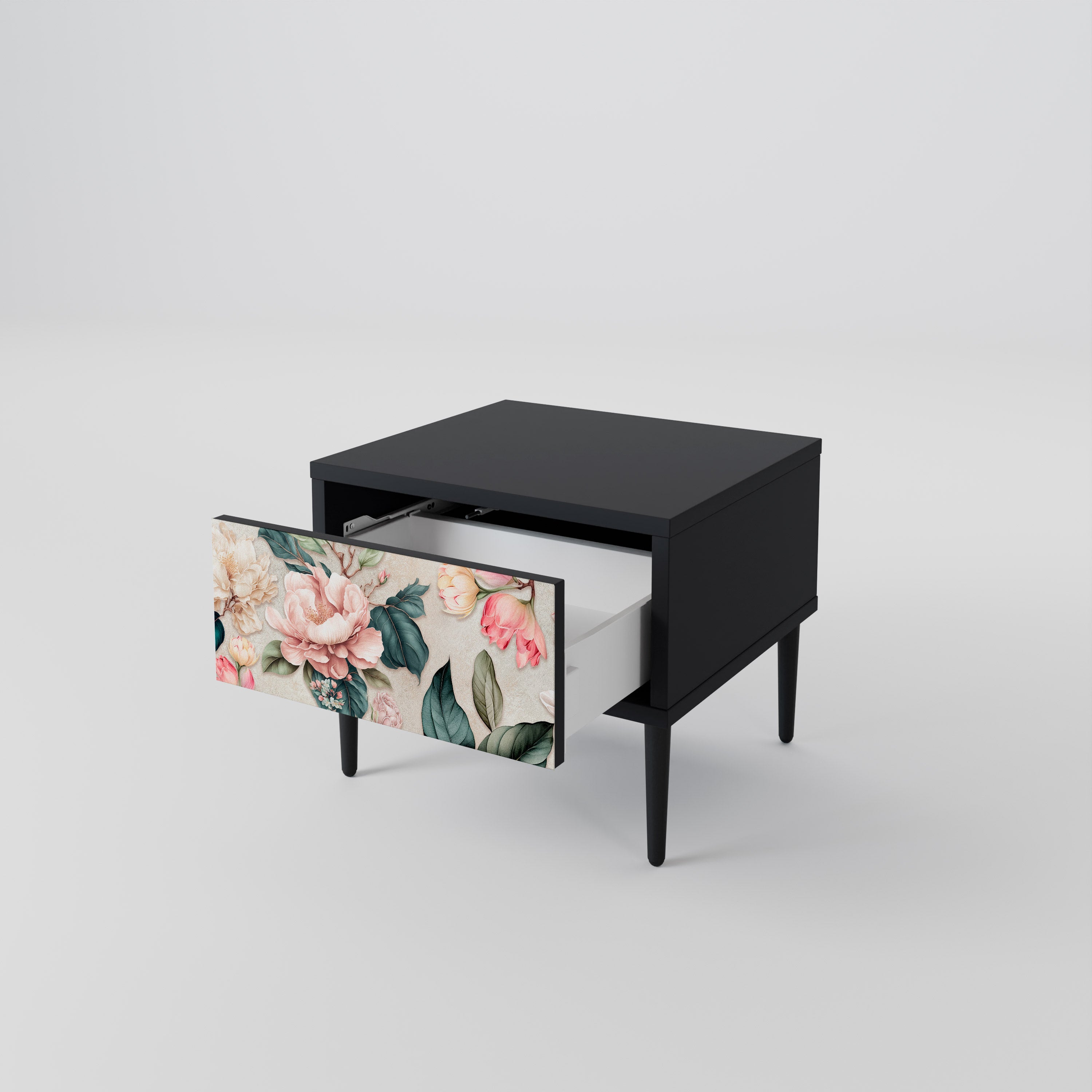 FLORAL GRACE Nachttisch in Schwarz