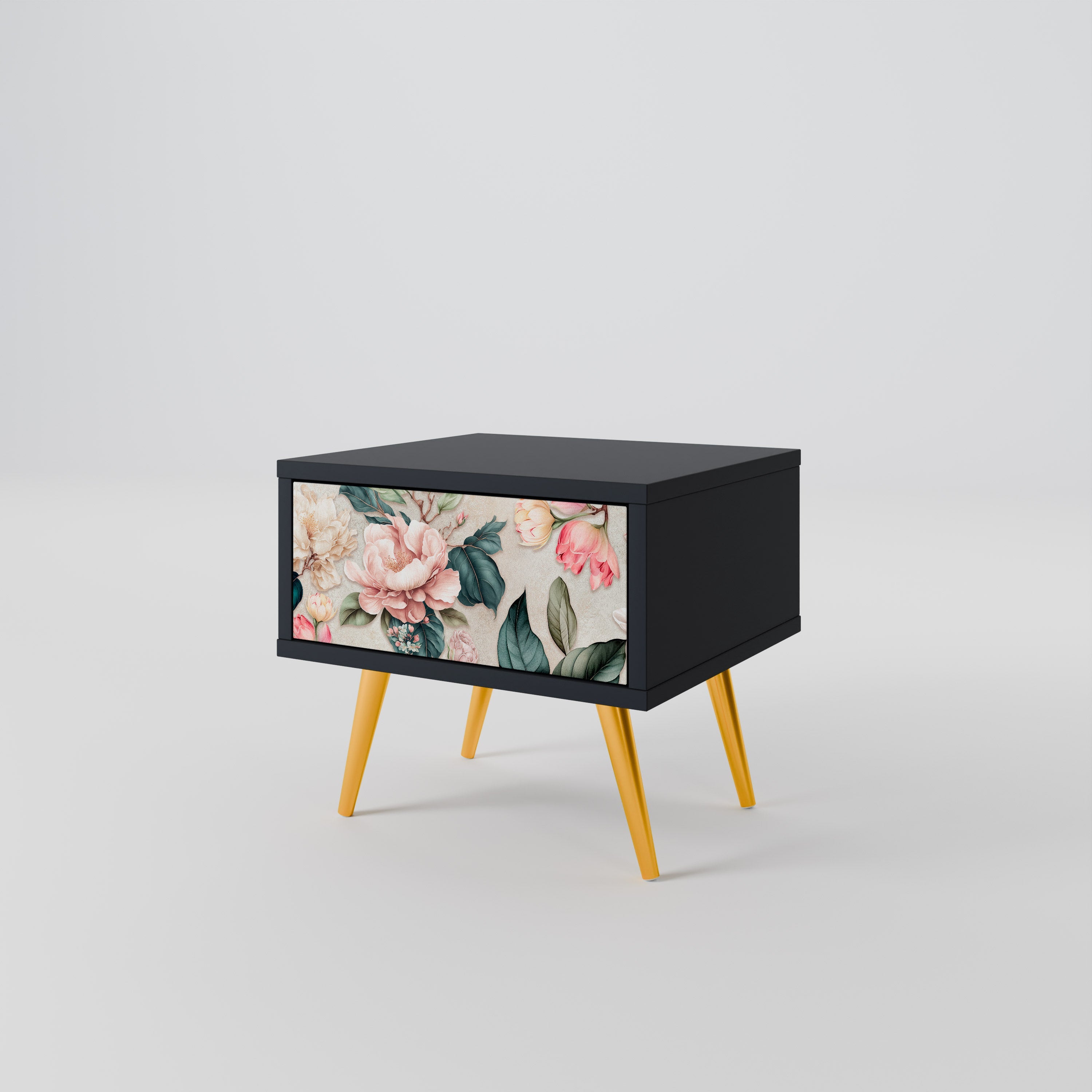 FLORAL GRACE Nachttisch in Schwarz