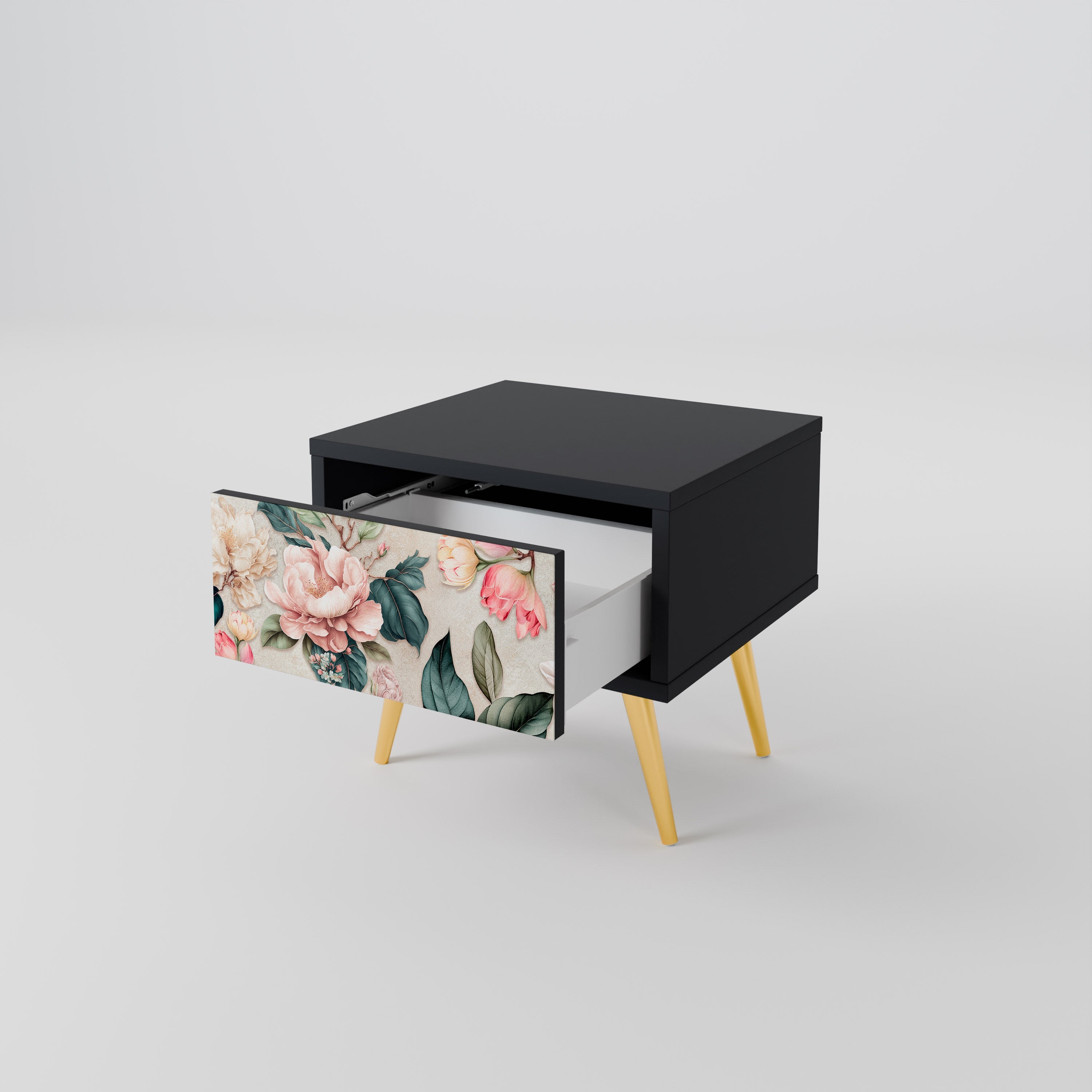 FLORAL GRACE Nachttisch in Schwarz