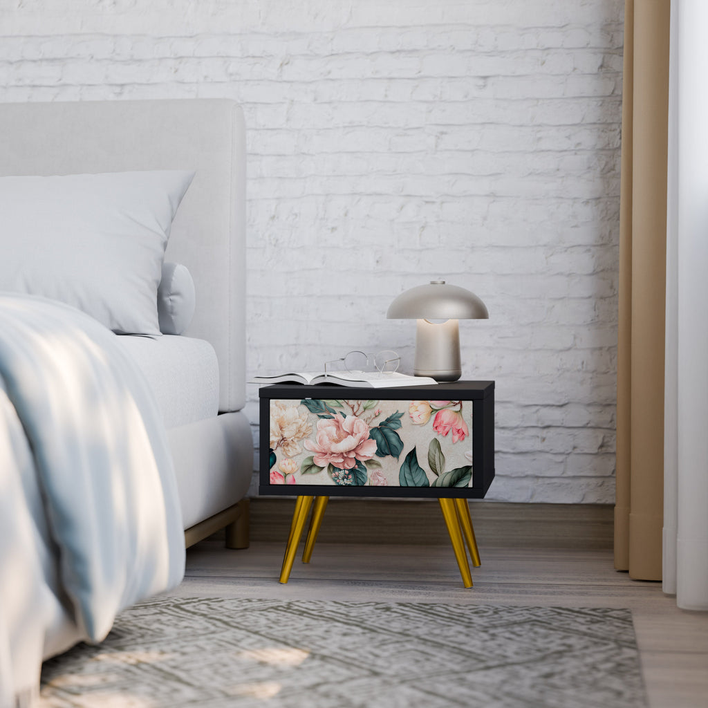 FLORAL GRACE Nachttisch in Schwarz
