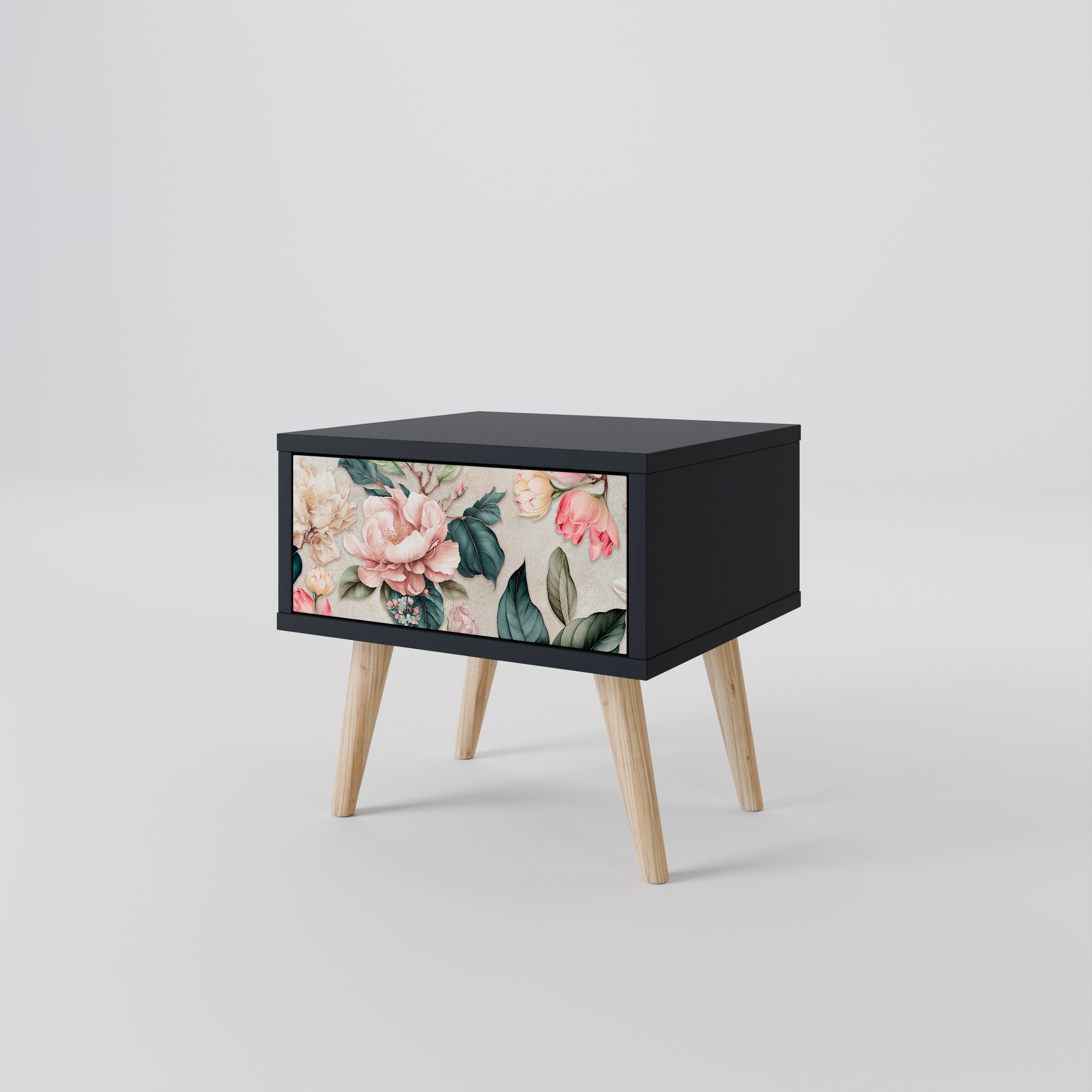 FLORAL GRACE Nachttisch in Schwarz