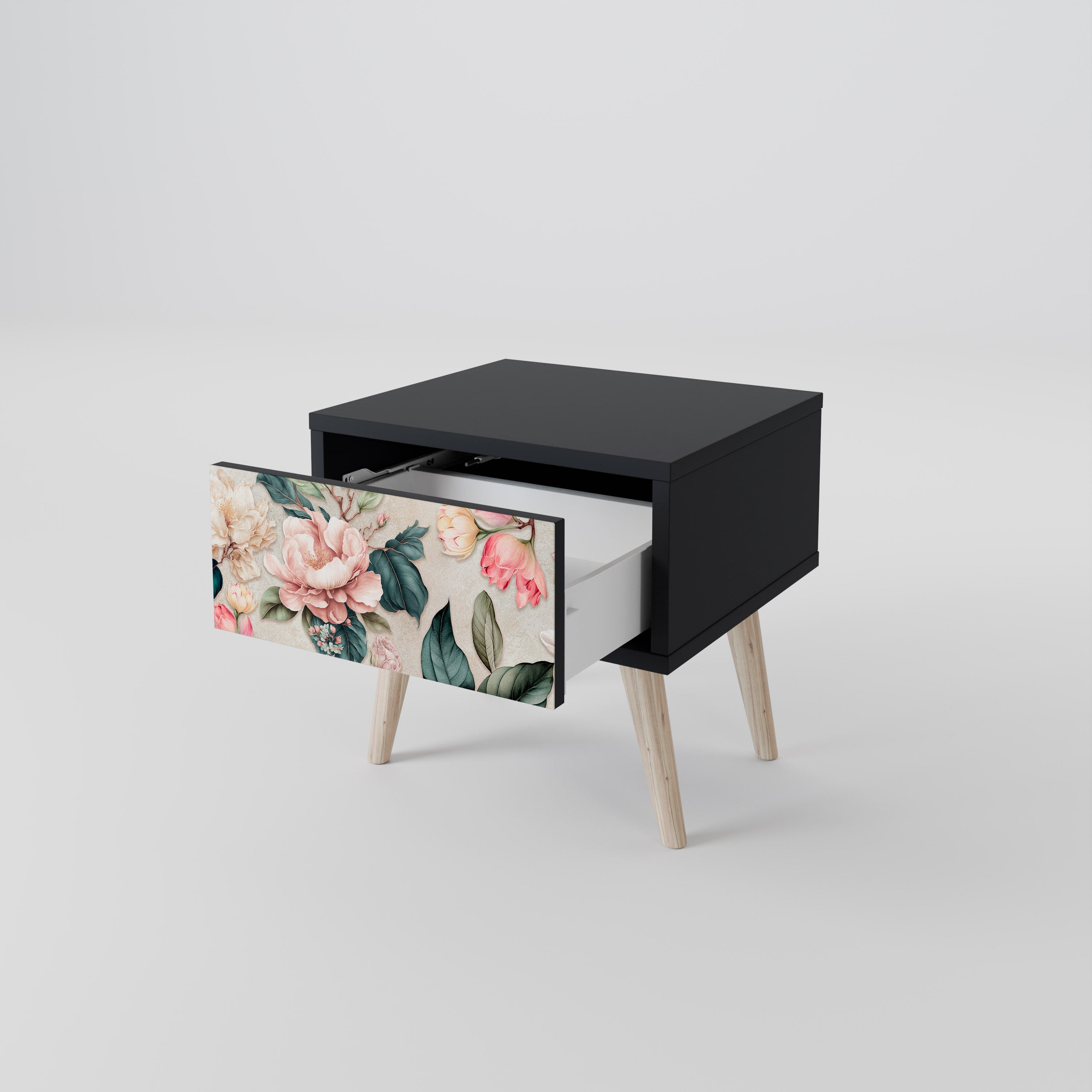 FLORAL GRACE Nachttisch in Schwarz