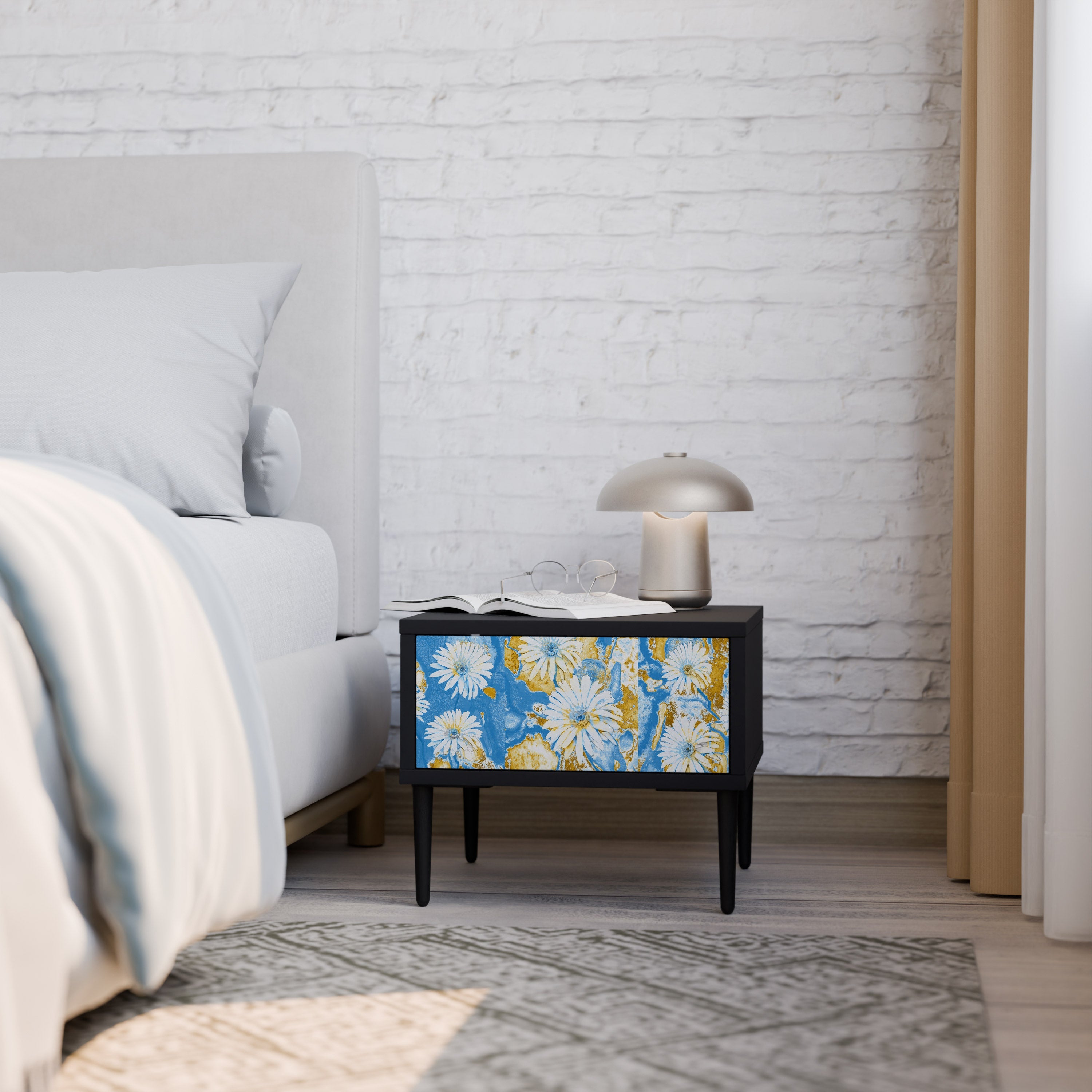 DAISY LUXE Nachttisch in Schwarz