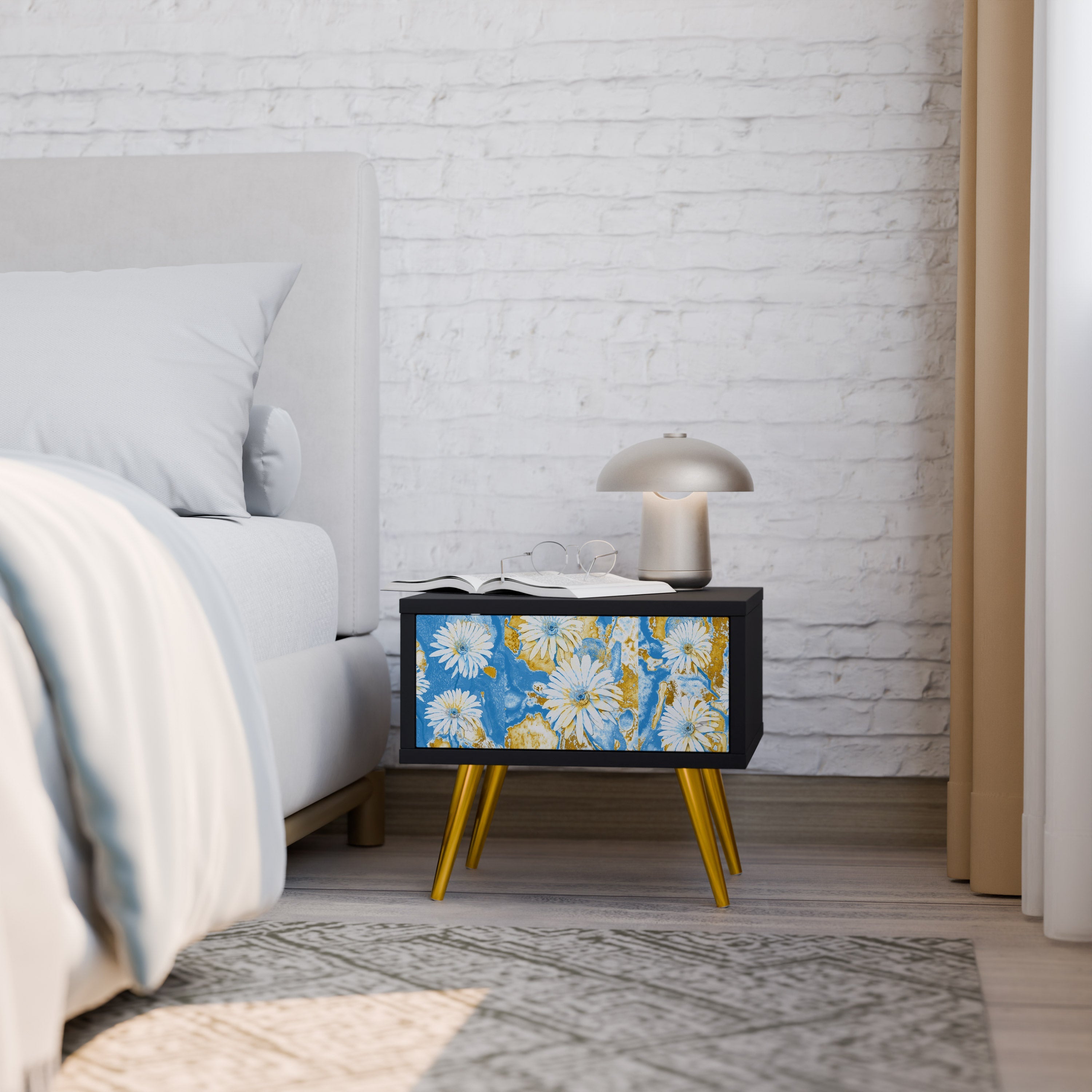 DAISY LUXE Nachttisch in Schwarz