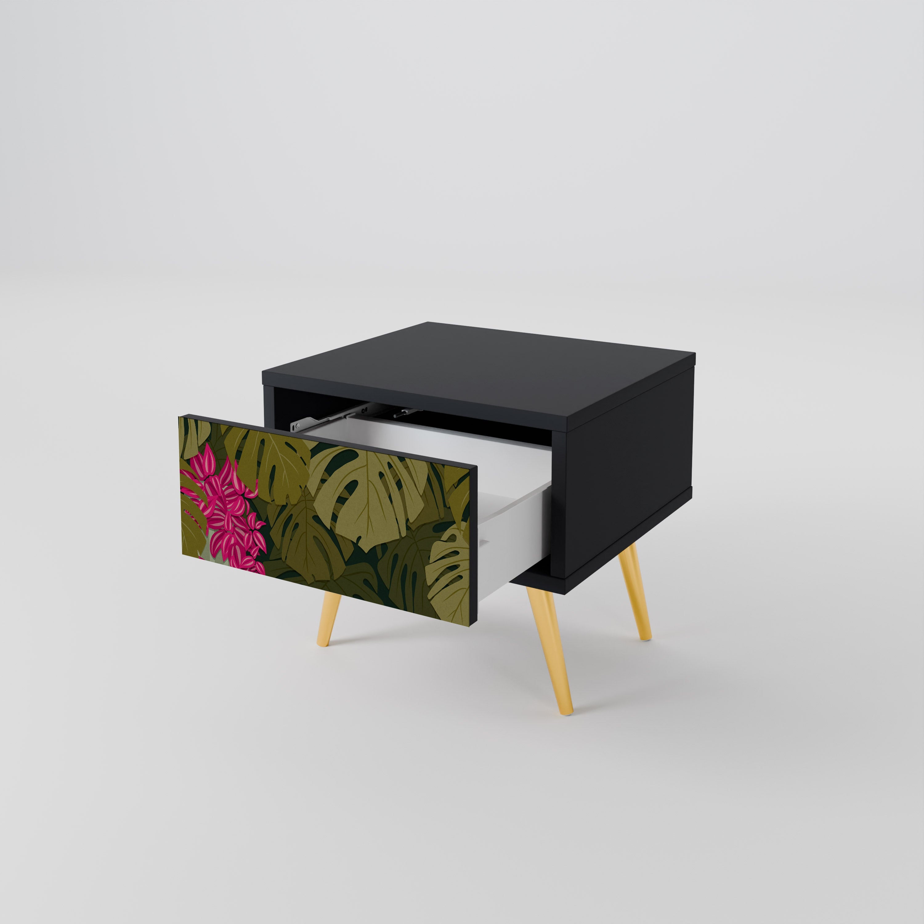TROPICAL BEAUTY Nachttisch in Schwarz