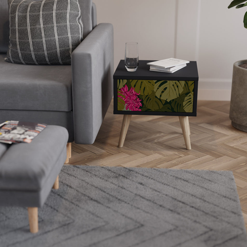 TROPICAL BEAUTY Nachttisch in Schwarz
