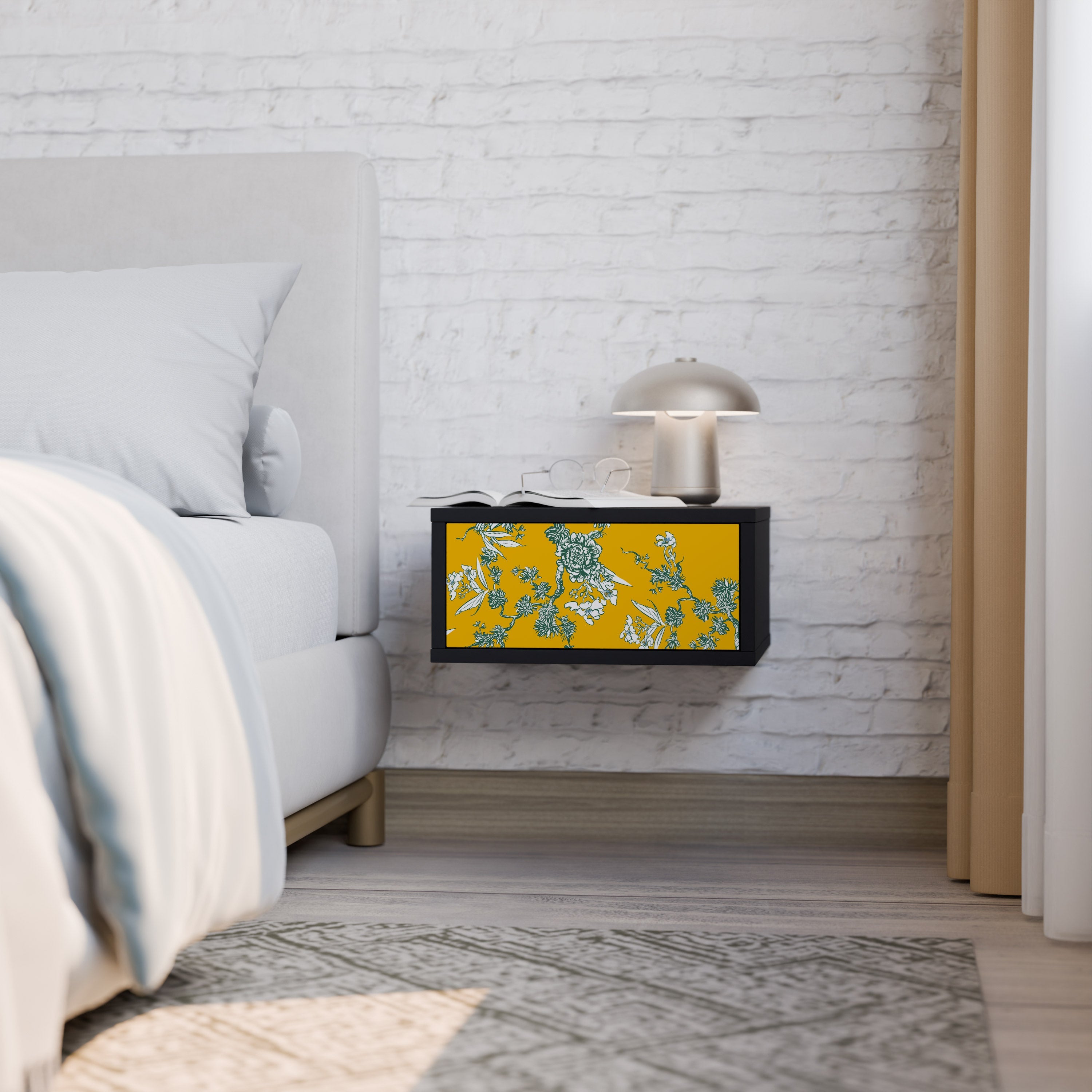 YELLOW CHINOISERIE Nachttisch in schwarzem Finish