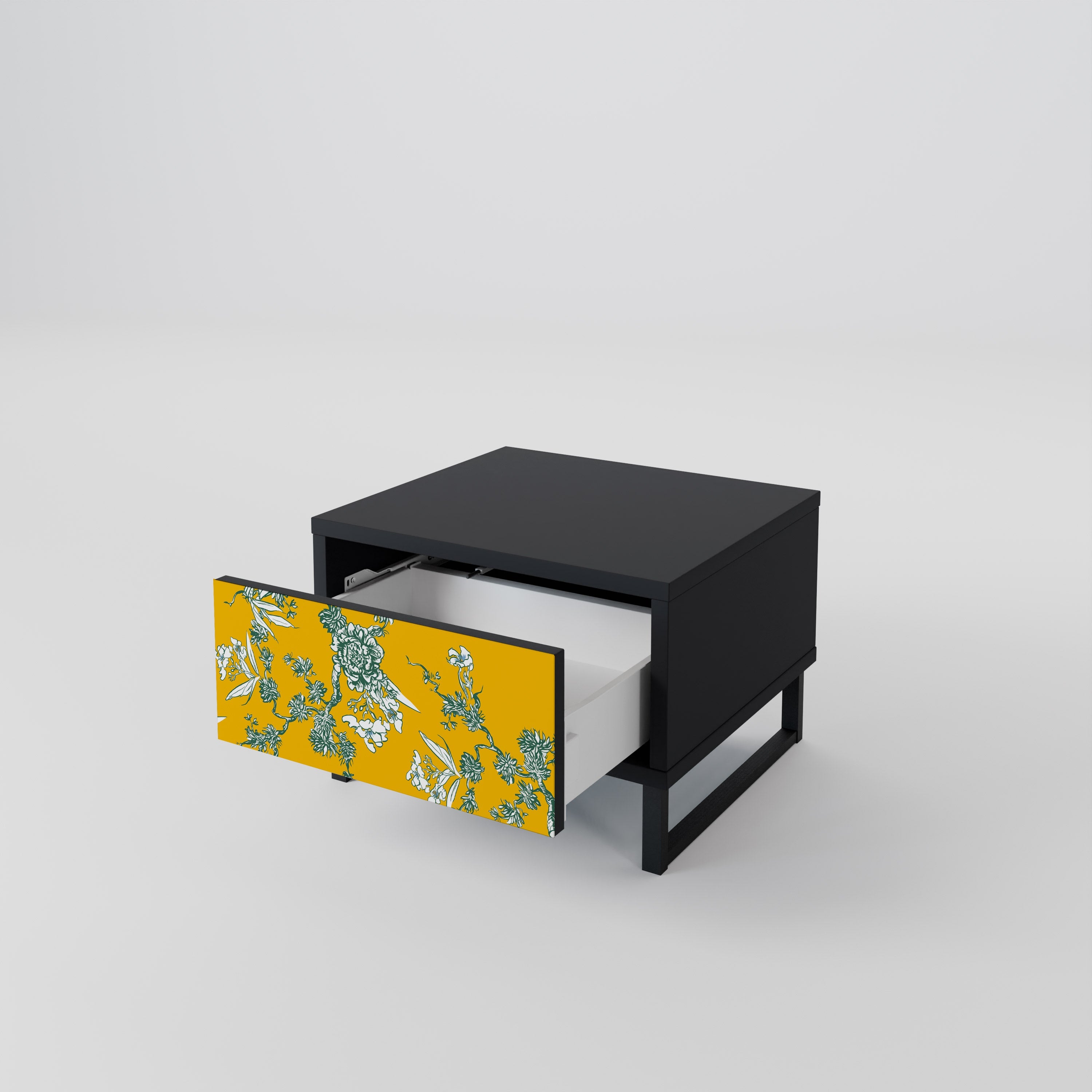 YELLOW CHINOISERIE Nachttisch in schwarzem Finish