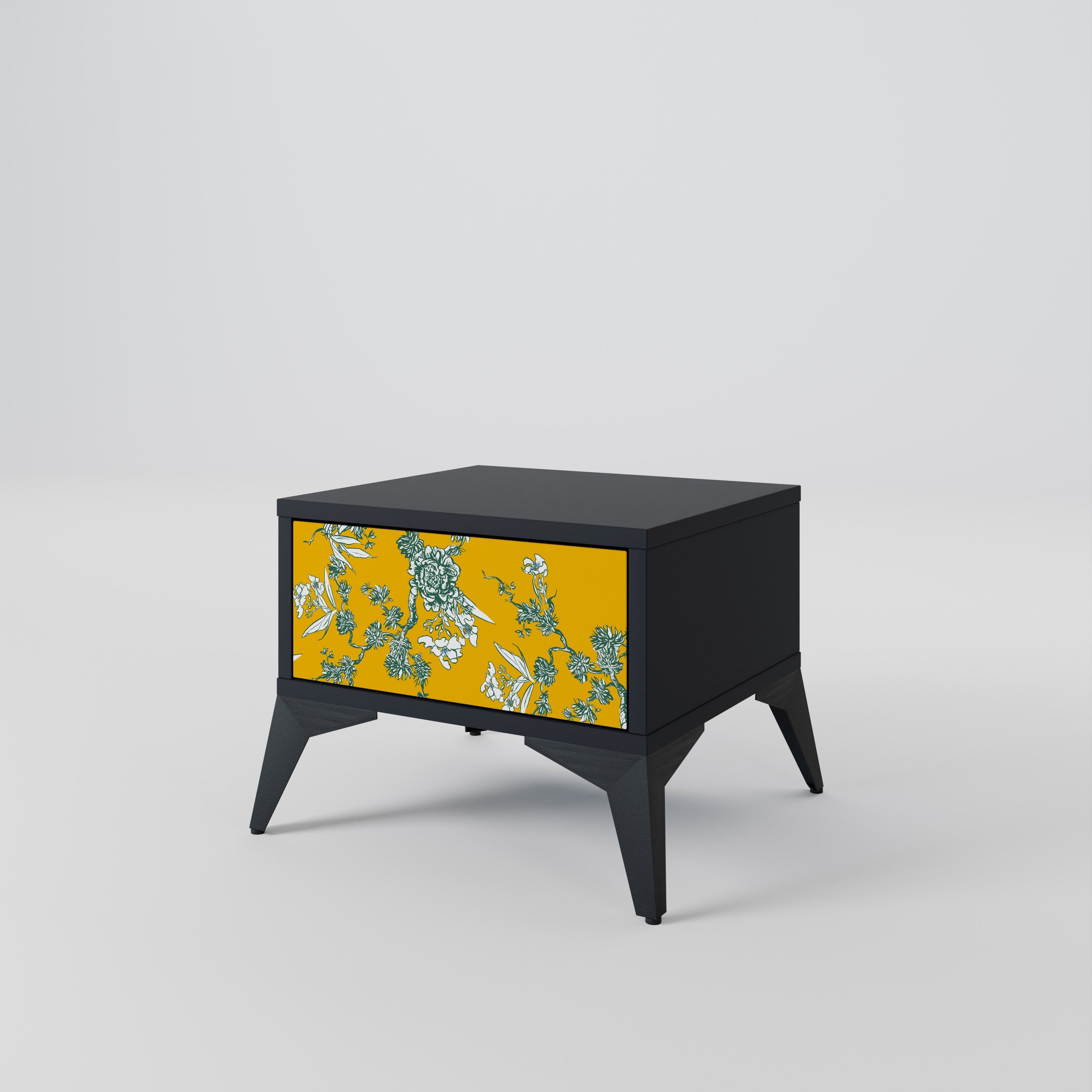 YELLOW CHINOISERIE Nachttisch in schwarzem Finish