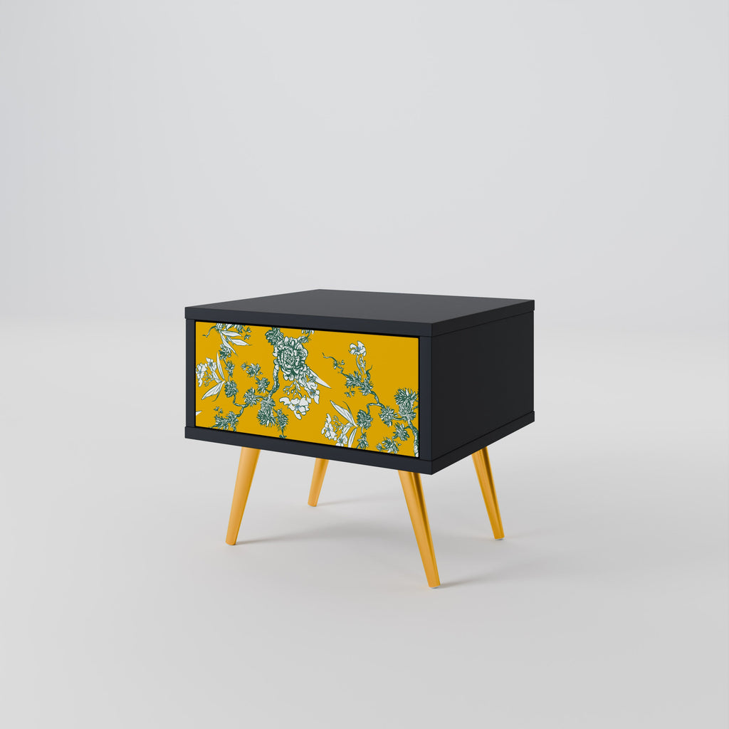 YELLOW CHINOISERIE Nachttisch in schwarzem Finish