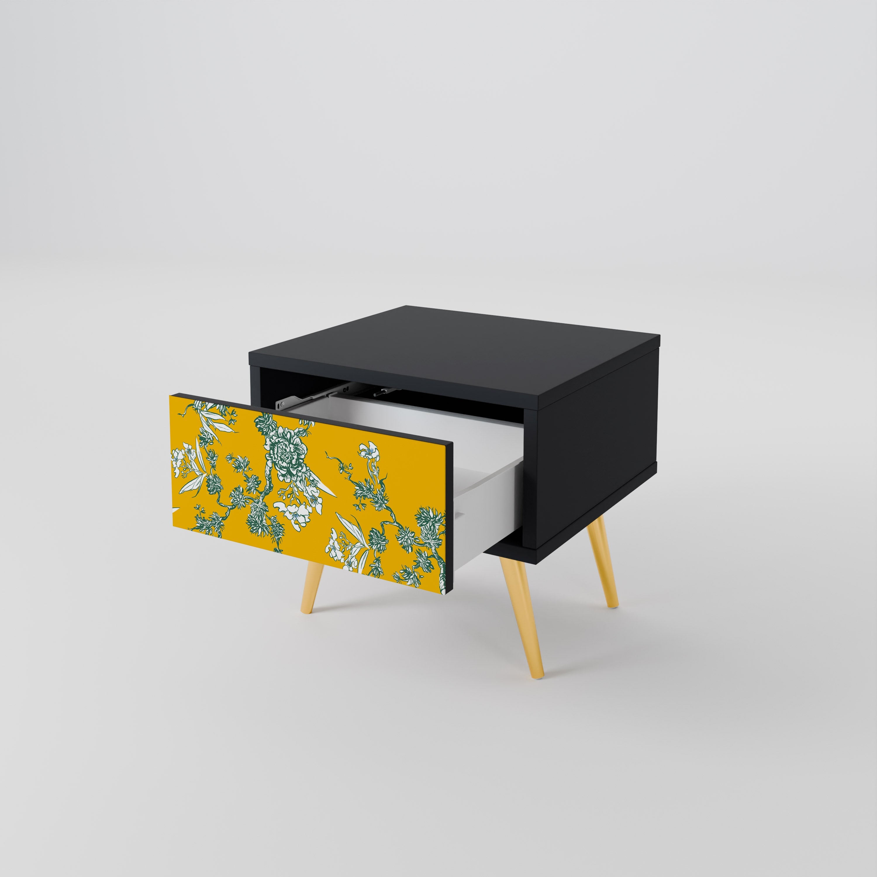 YELLOW CHINOISERIE Nachttisch in schwarzem Finish
