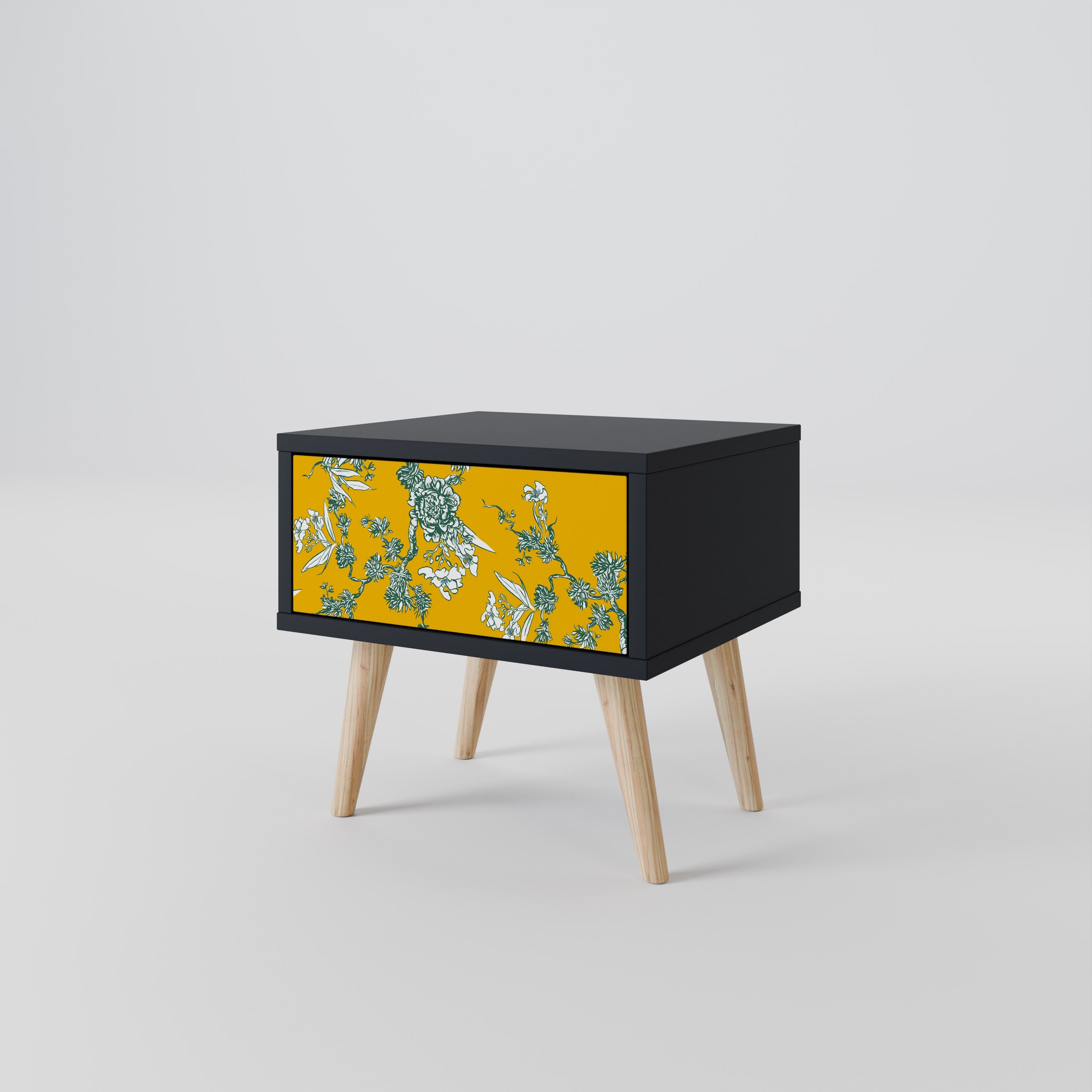 YELLOW CHINOISERIE Nachttisch in schwarzem Finish