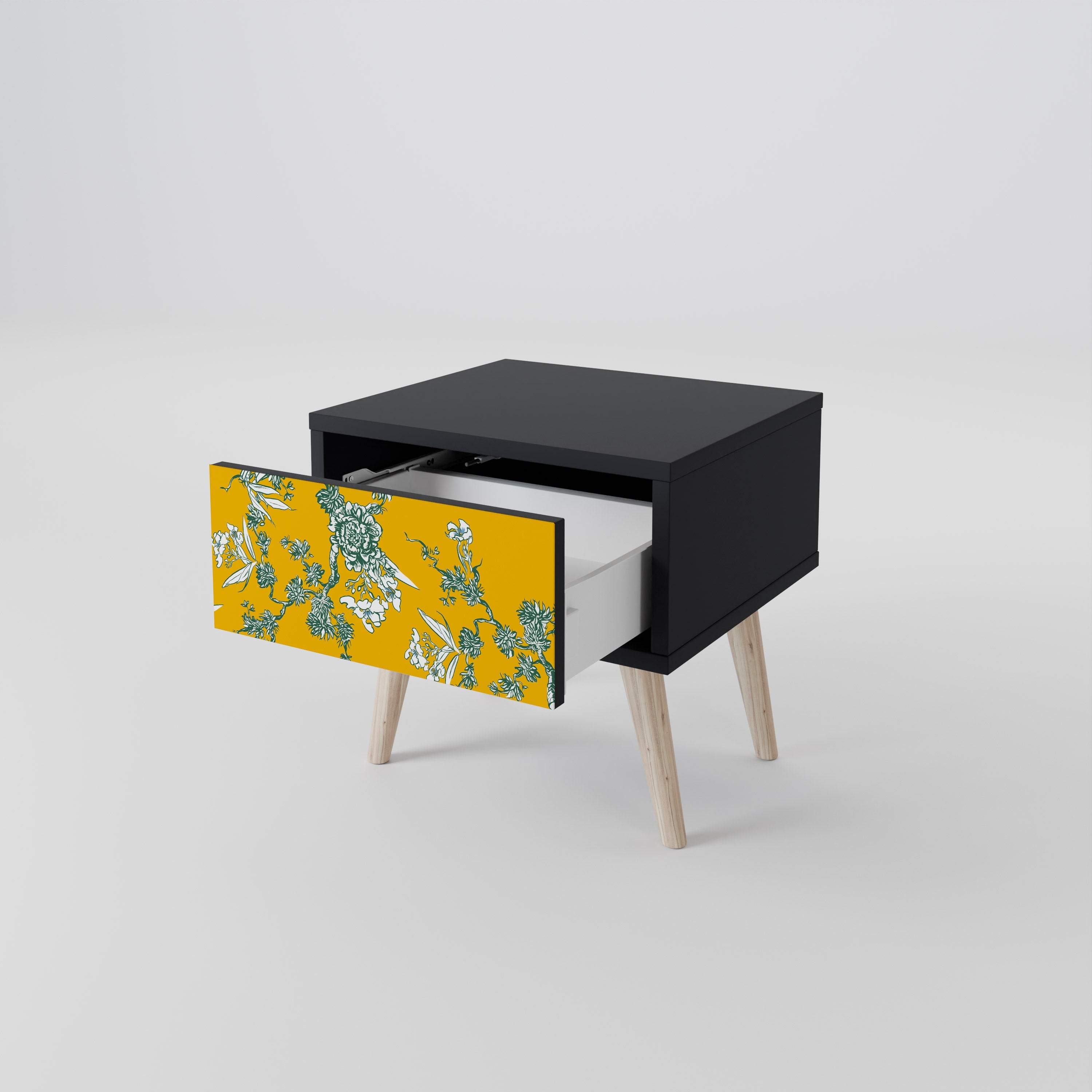 YELLOW CHINOISERIE Nachttisch in schwarzem Finish
