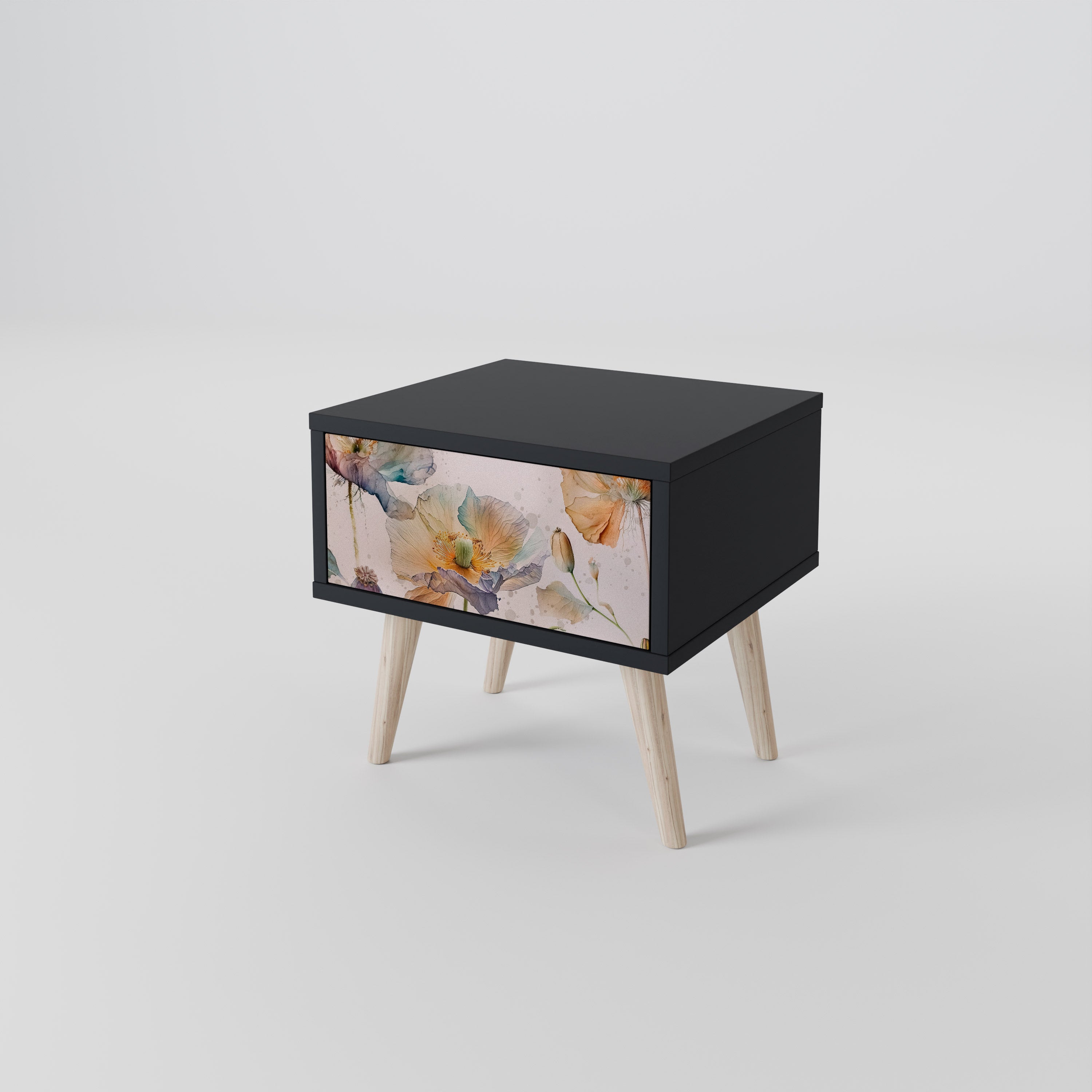 SOFTEN POPPY Nachttisch in Schwarz