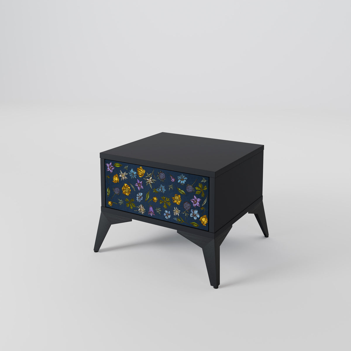 FLOWERS ON NAVY BLUE Nachttisch