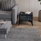 FLOWERS ON NAVY BLUE Nachttisch in Schwarz