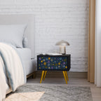 FLOWERS ON NAVY BLUE Nachttisch in Schwarz