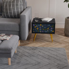 FLOWERS ON NAVY BLUE Nachttisch in Schwarz