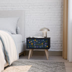 FLOWERS ON NAVY BLUE Nachttisch in Schwarz