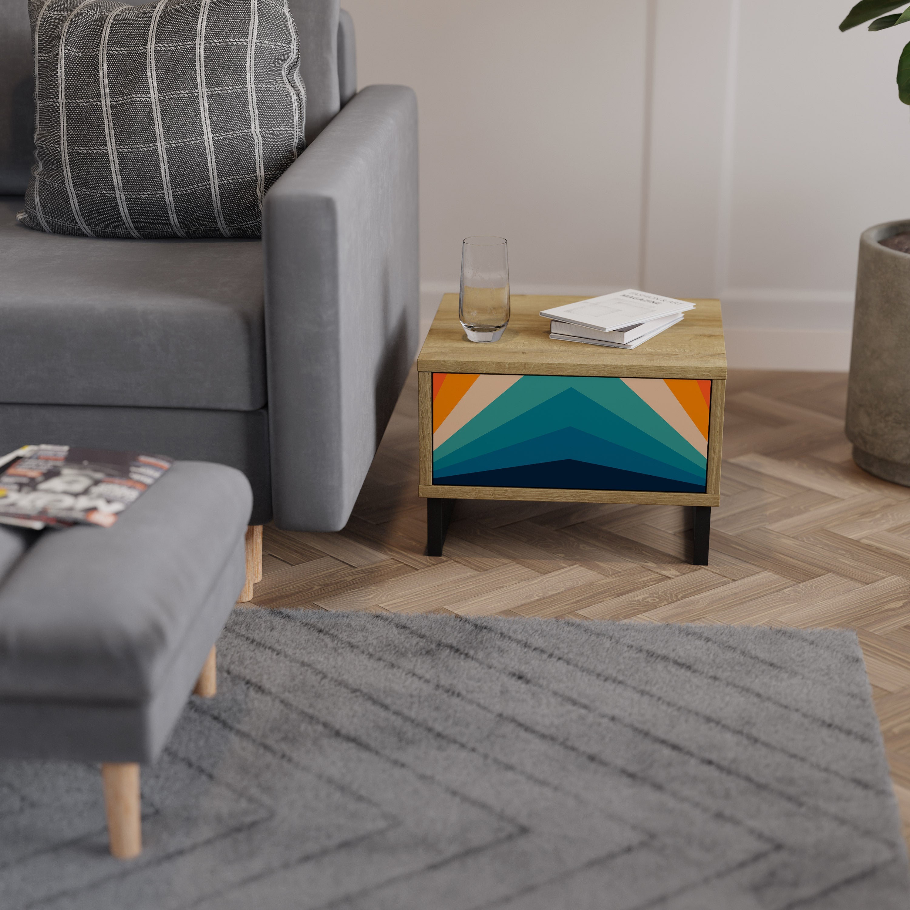 PRISM CONCUSSION Nachttisch in Eichenoptik