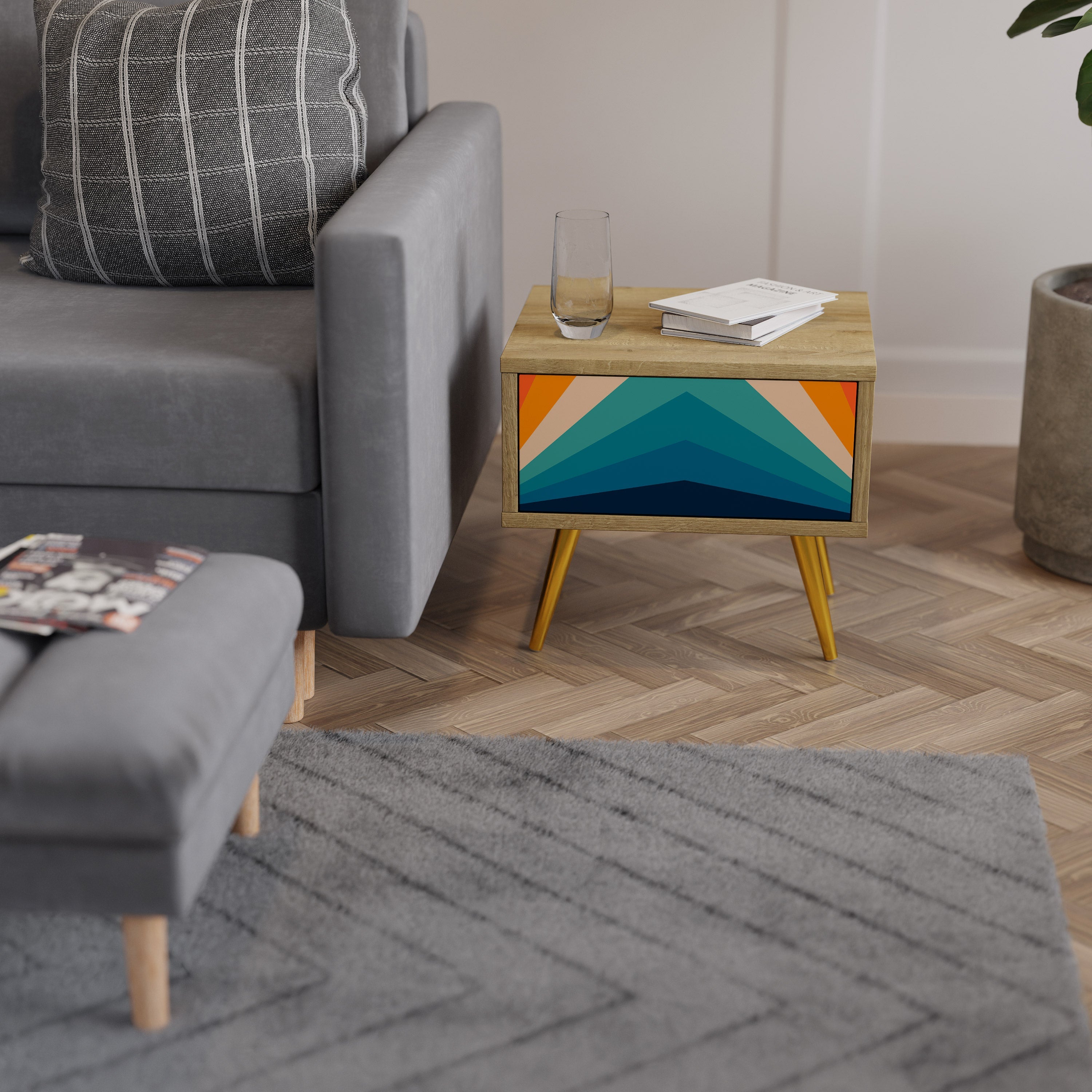 PRISM CONCUSSION Nachttisch in Eichenoptik
