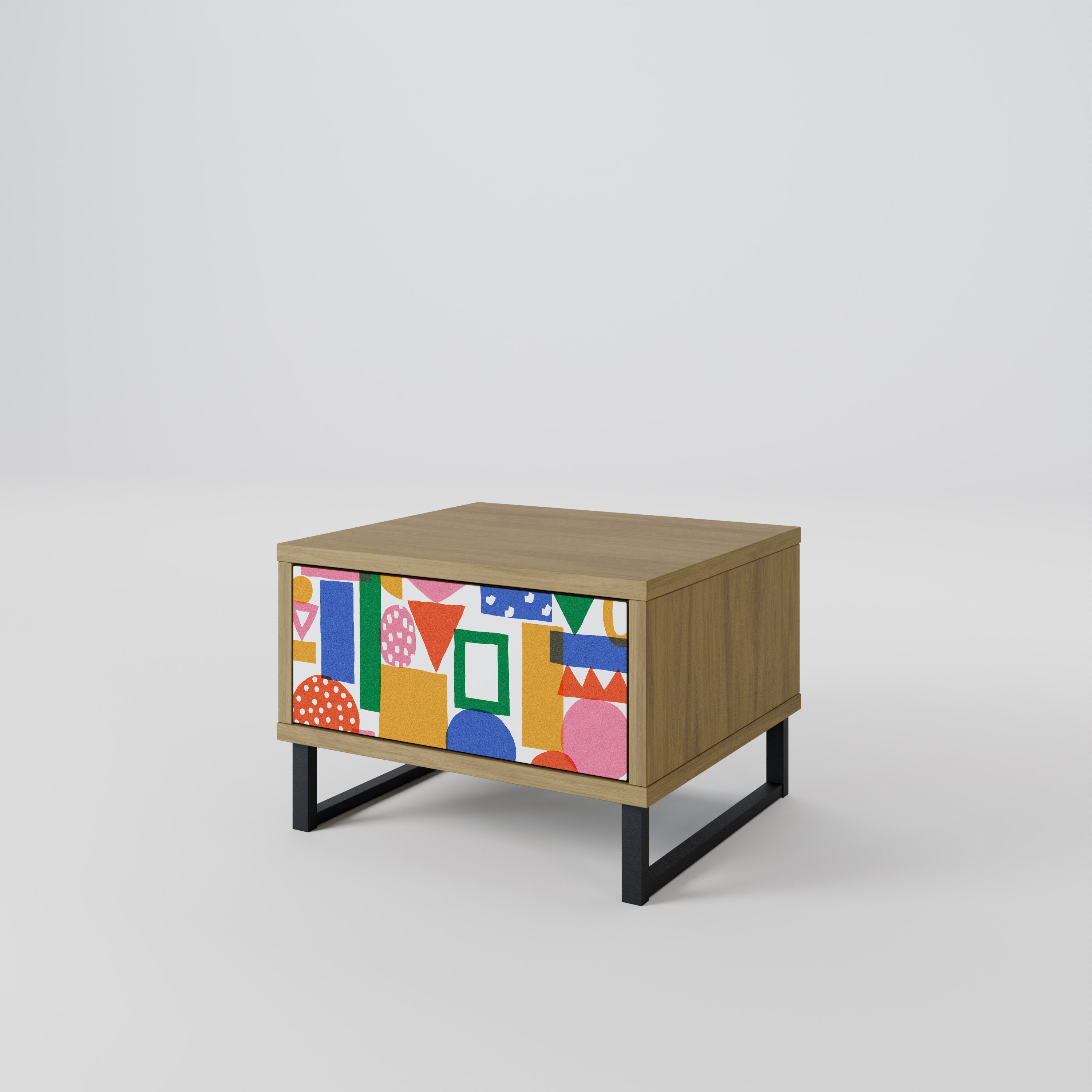 GEOMETRIC GLIMMER Nachttisch in Eichenoptik