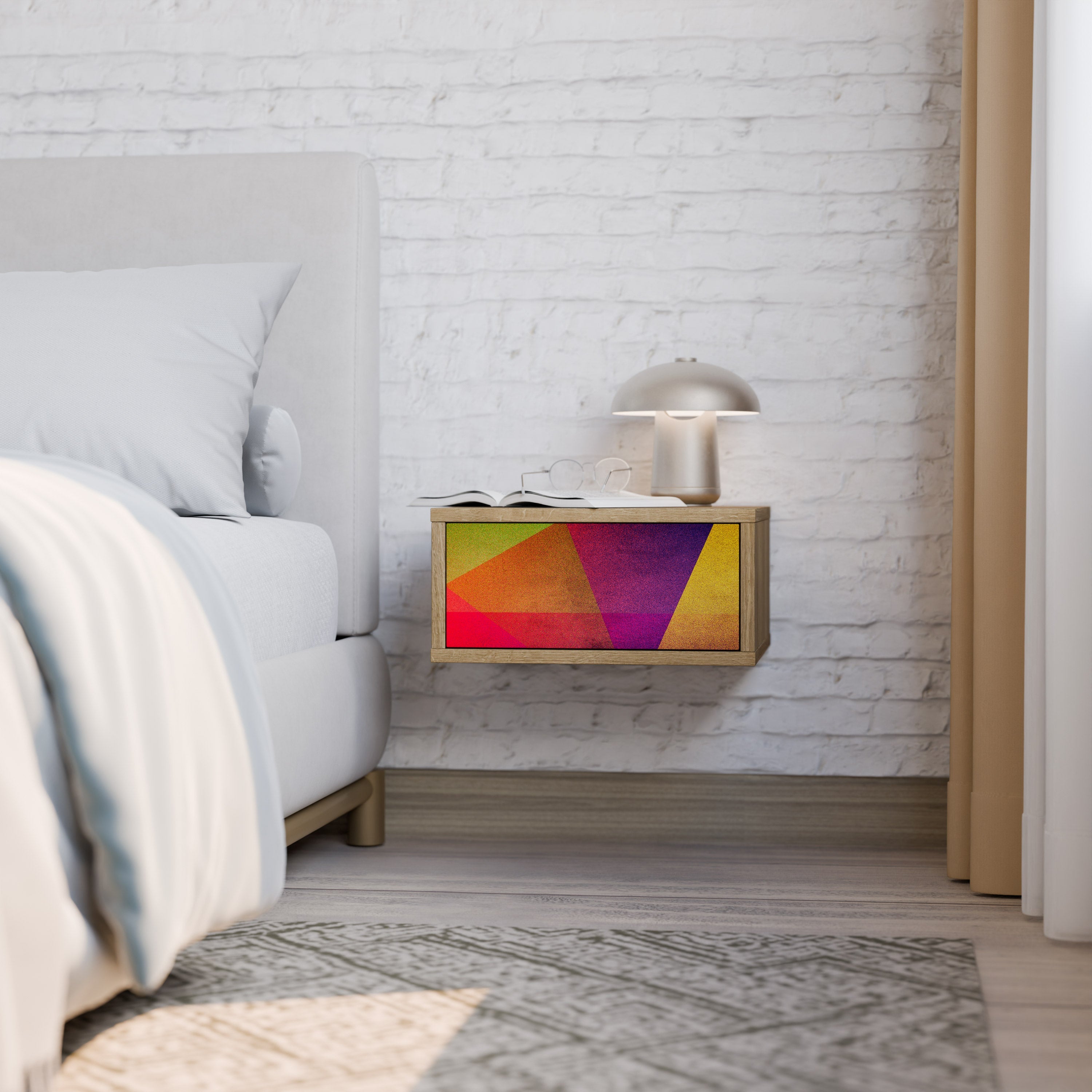 VIVID GEOMETRY Nachttisch in Eichenoptik