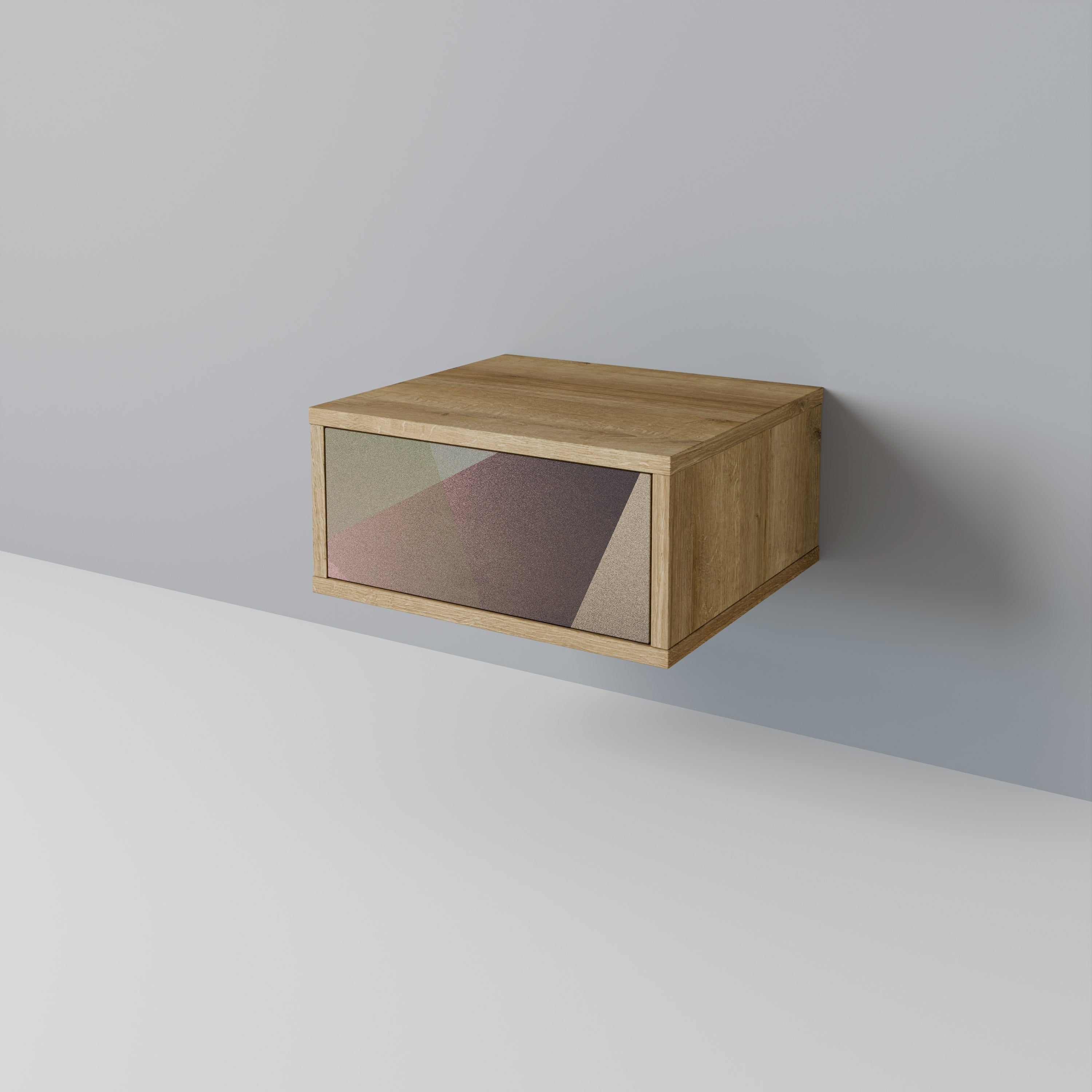 BEIGE GEOMETRY Nachttisch in Eichenoptik