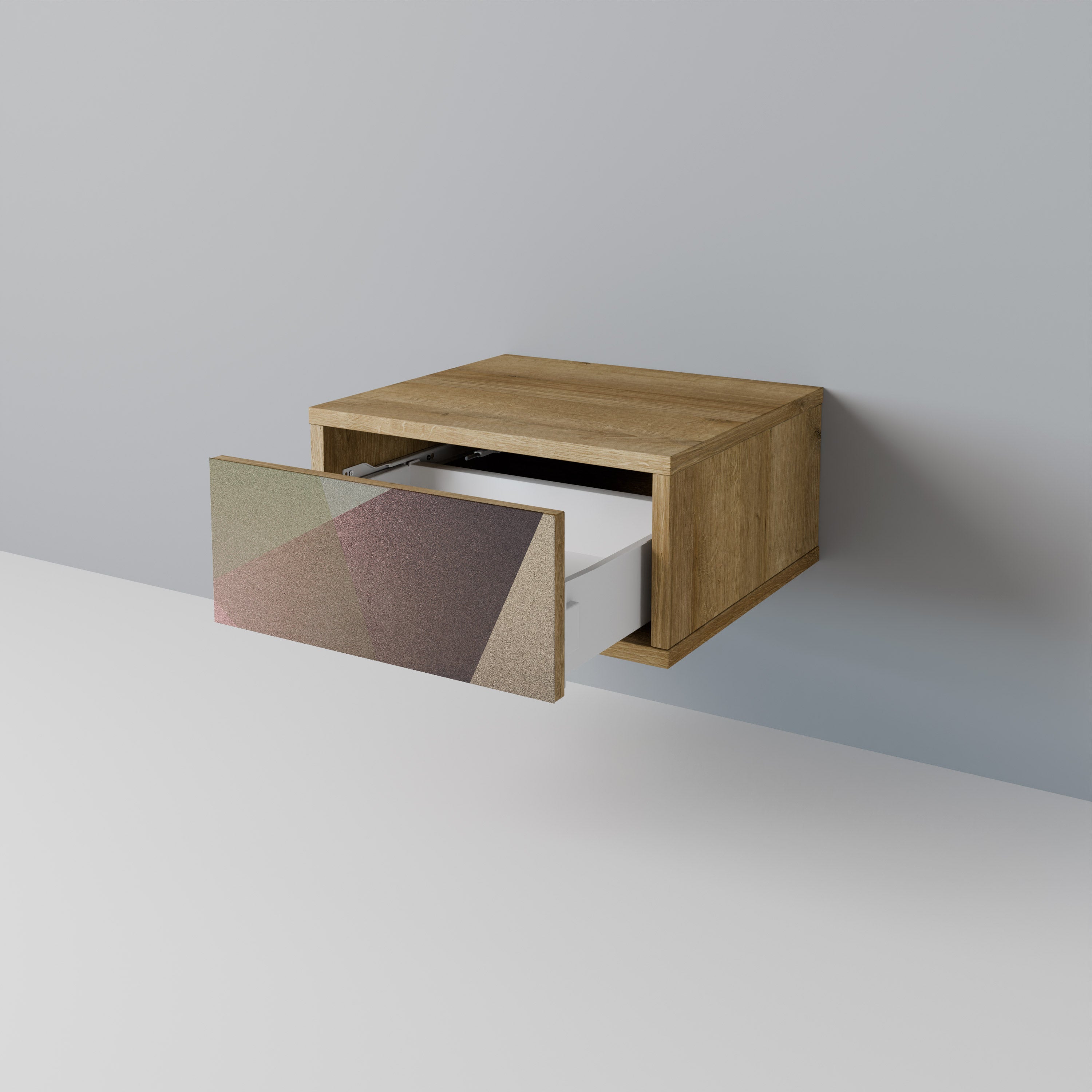 BEIGE GEOMETRY Nachttisch in Eichenoptik